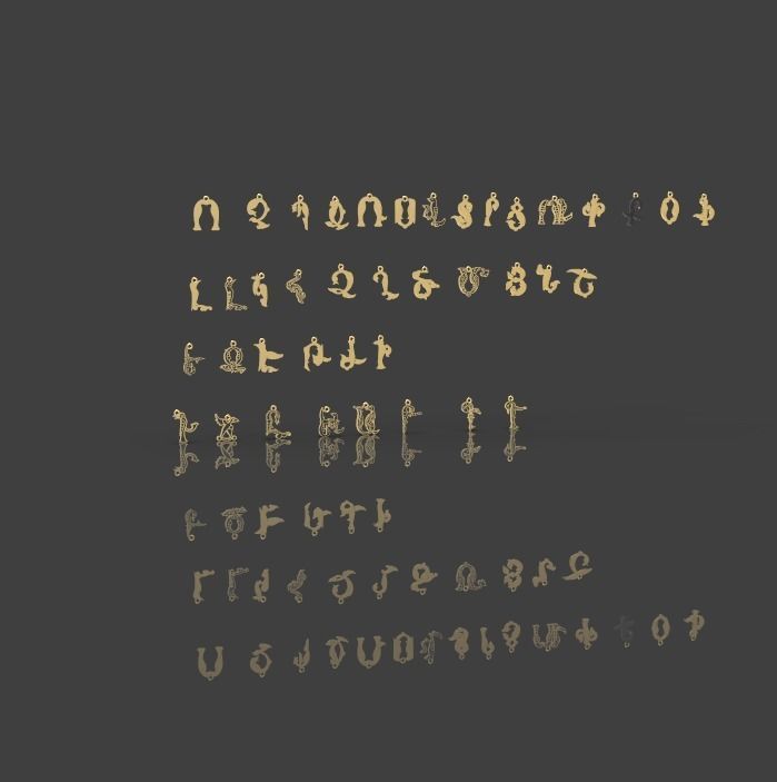 Armenian letters 3D print model_23
