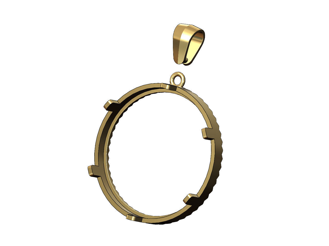 Fluted 50 pesos coin pendant frame 3D print model_3