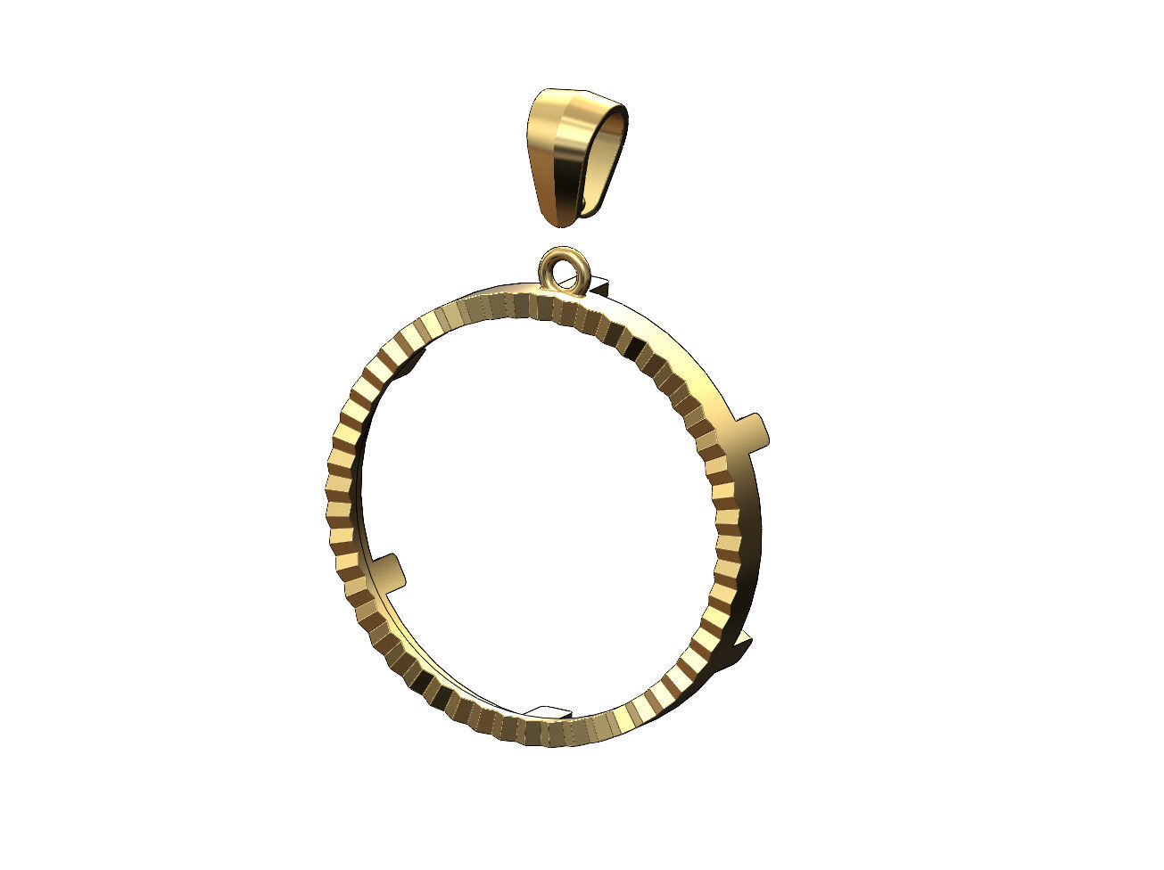 Fluted 50 pesos coin pendant frame 3D print model_2