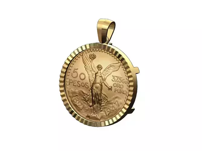 Fluted 50 pesos coin pendant frame