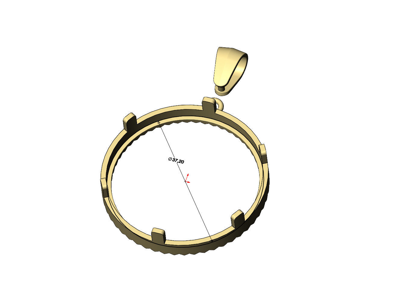 Fluted 50 pesos coin pendant frame 3D print model_10