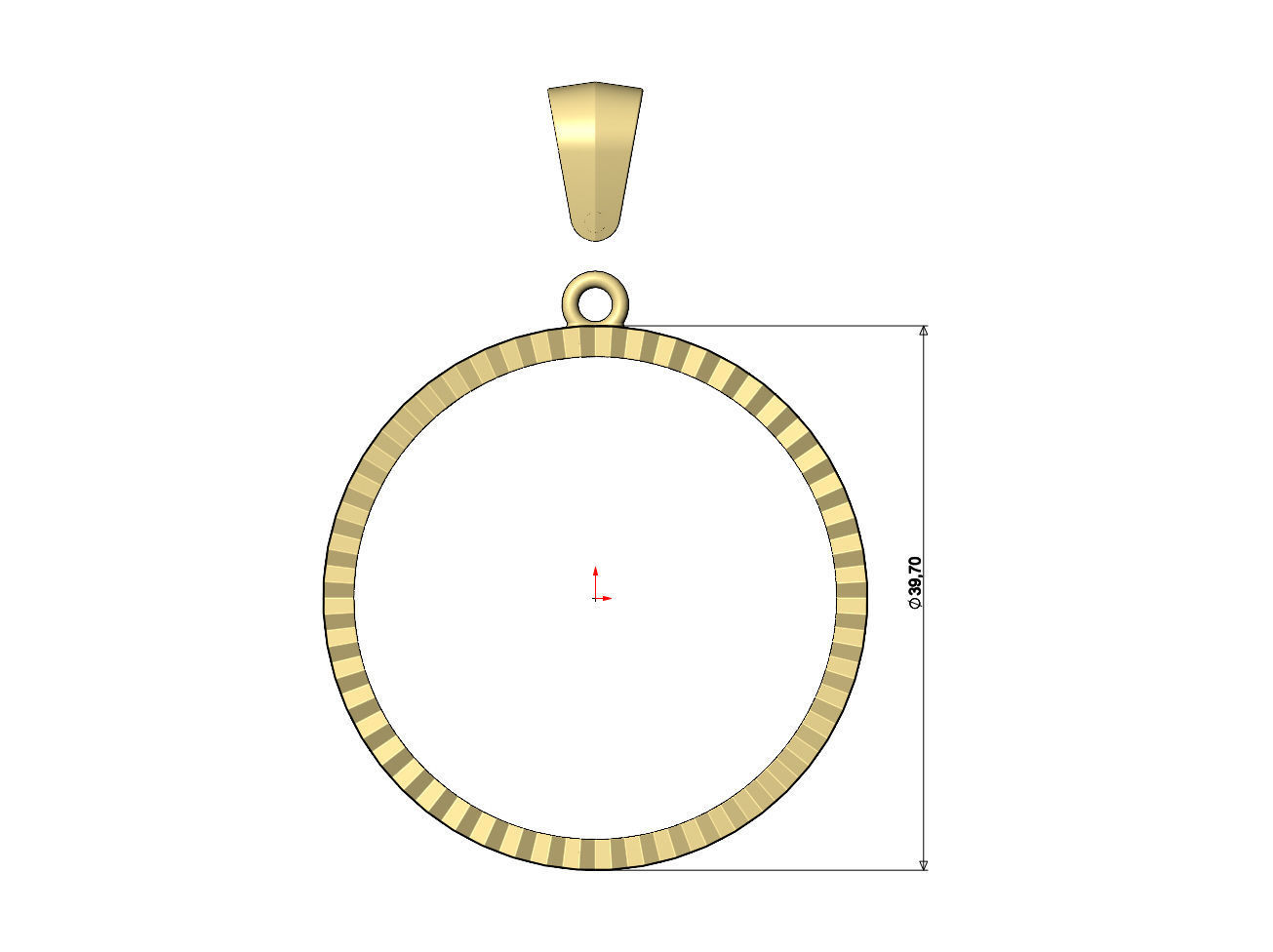 Fluted 50 pesos coin pendant frame 3D print model_6