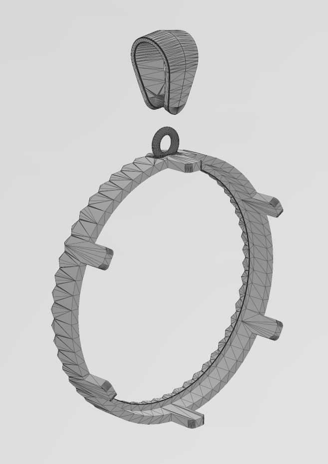 Fluted 50 pesos coin pendant frame 3D print model_13