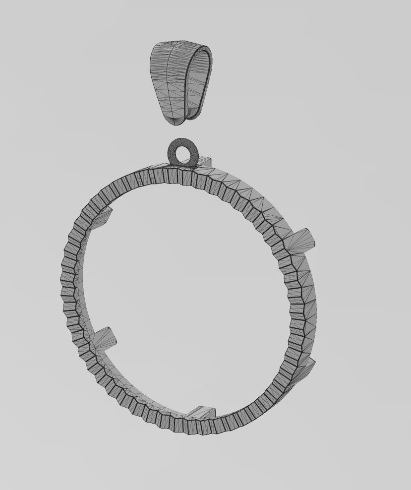 Fluted 50 pesos coin pendant frame 3D print model_12