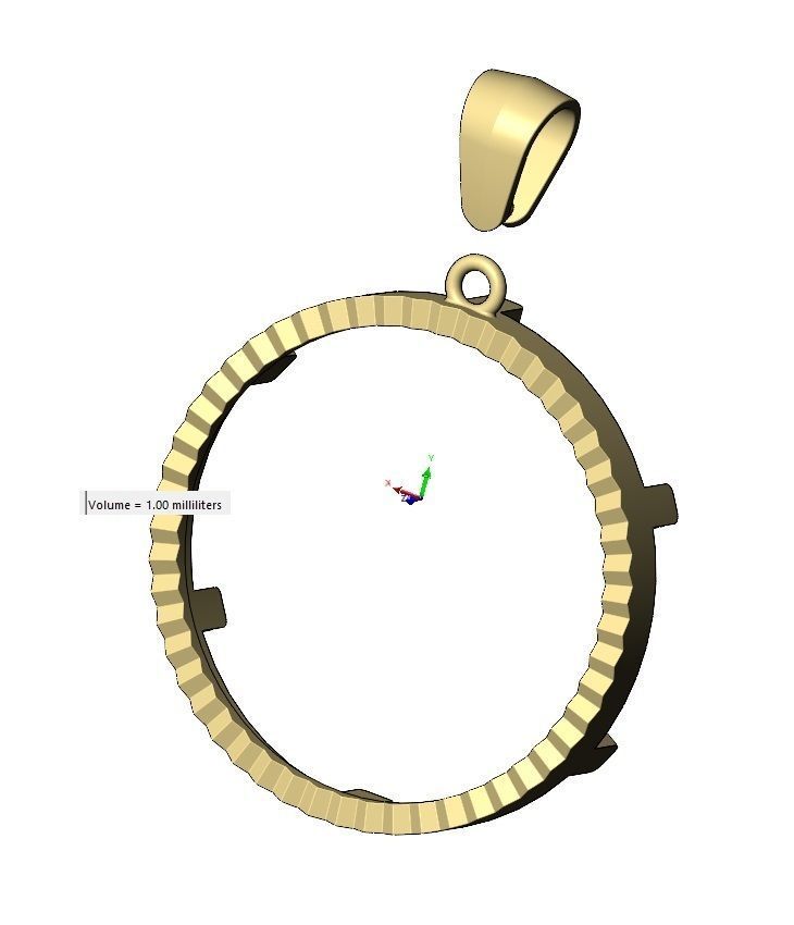 Fluted 50 pesos coin pendant frame 3D print model_11