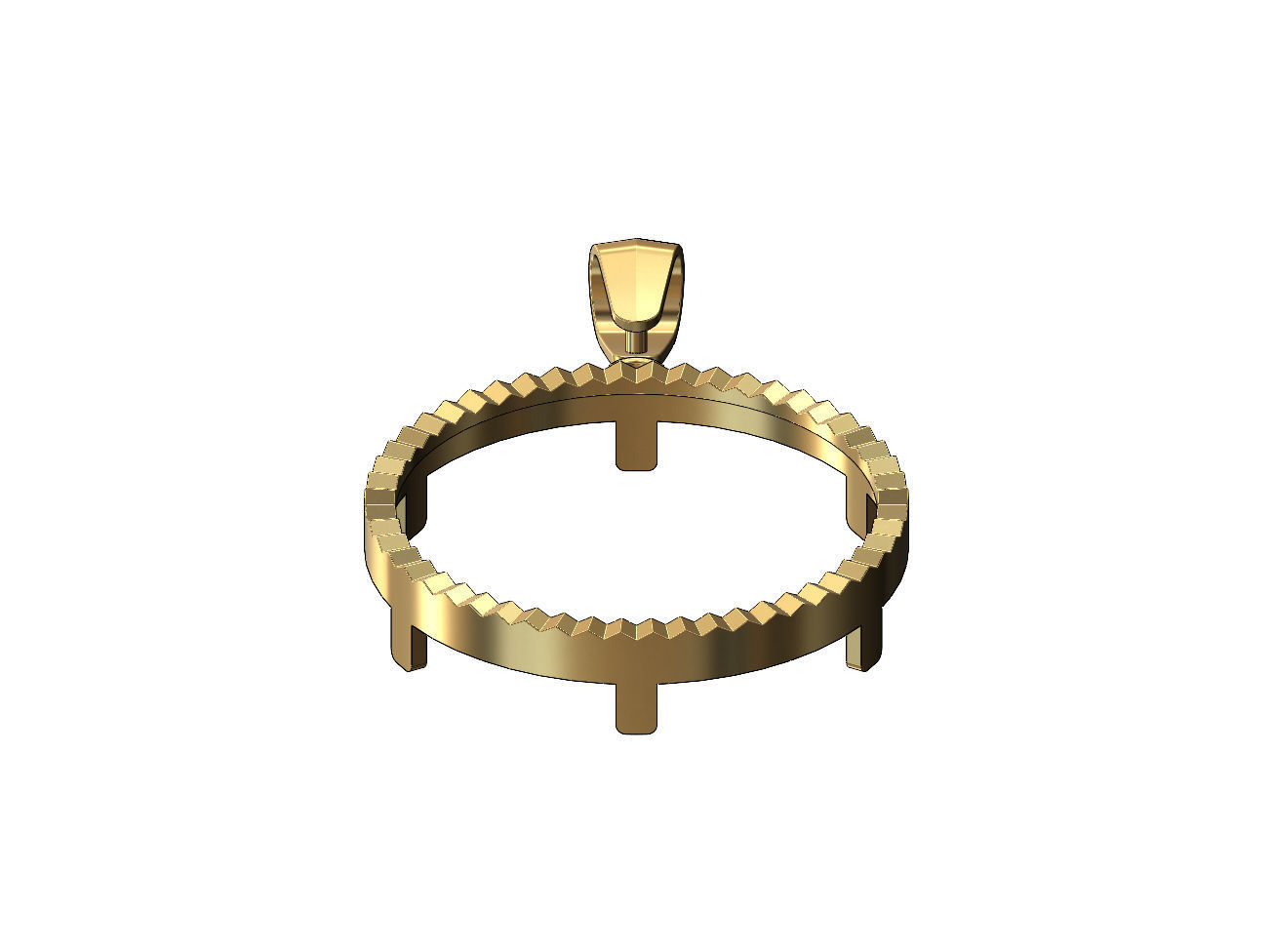 Fluted 50 pesos coin pendant frame 3D print model_4