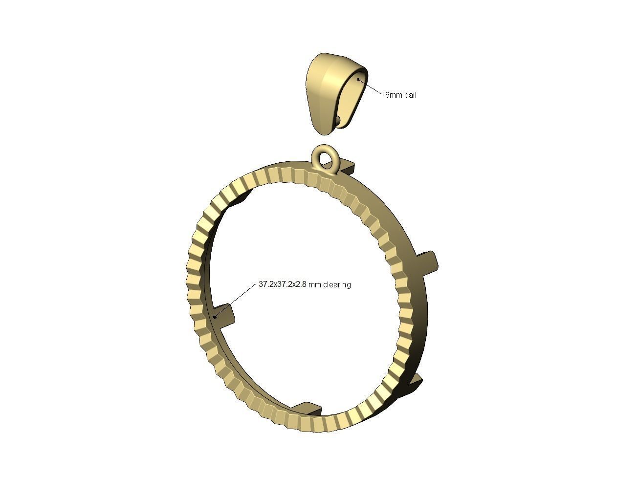Fluted 50 pesos coin pendant frame 3D print model_5