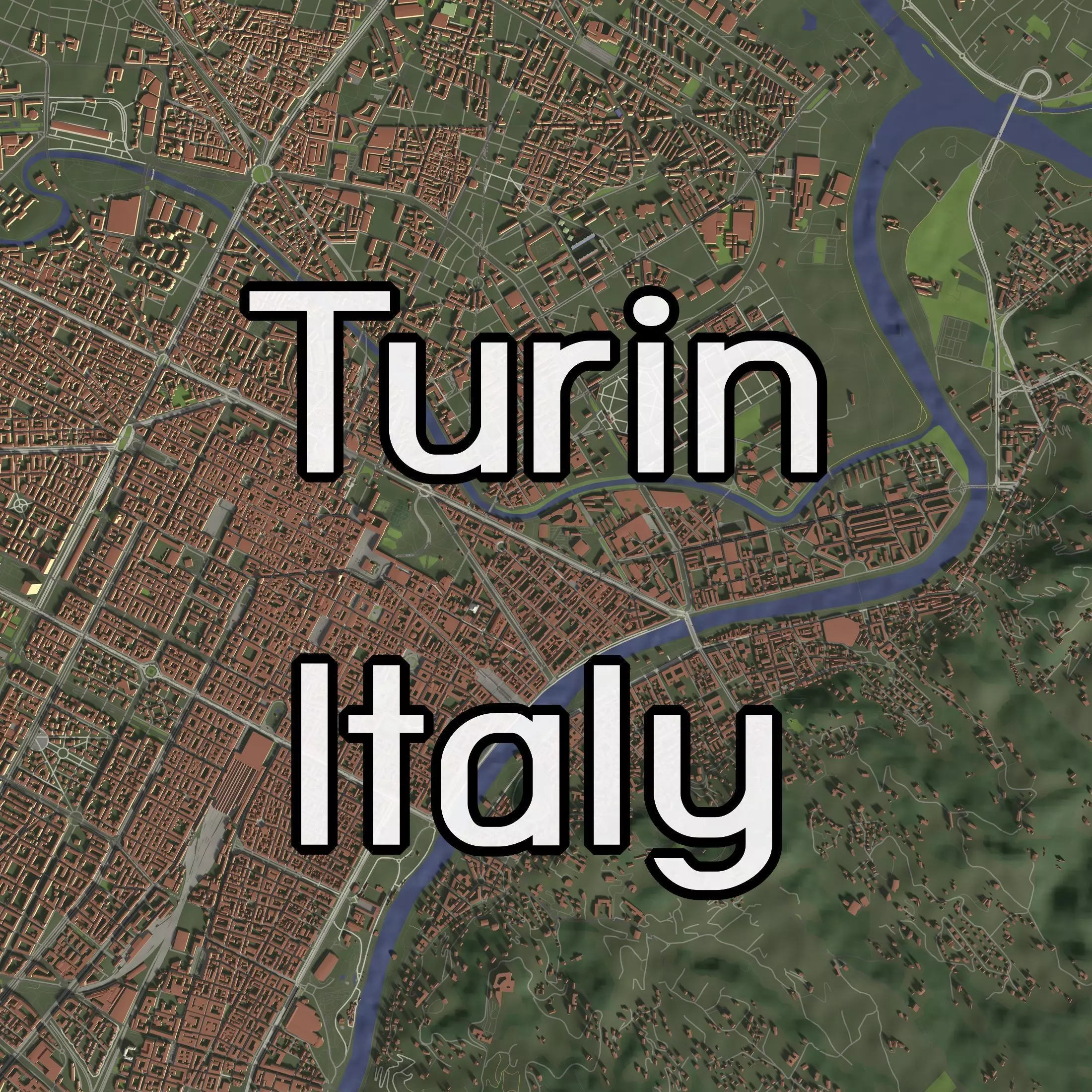 Turin Italy - city and urban 3D model
