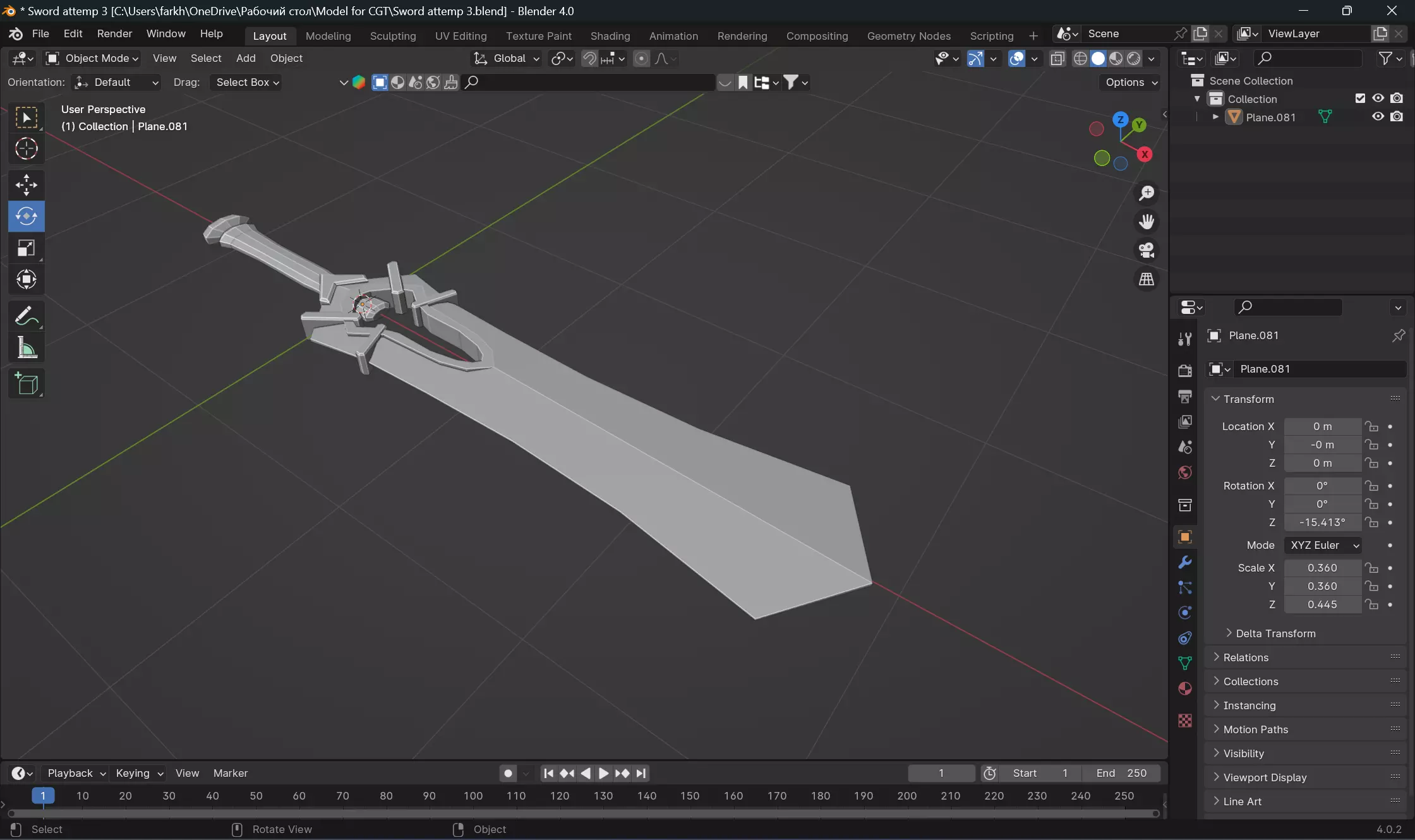 Sword attempt 3 Free 3D model_0