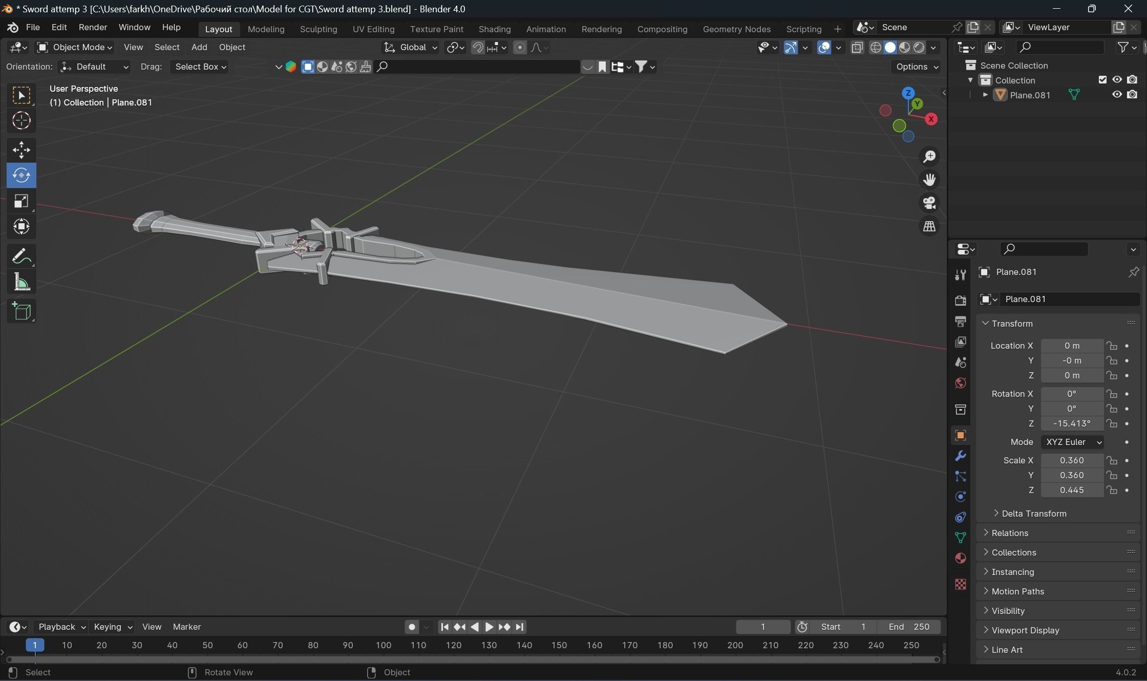 Sword attempt 3 Free 3D model_1