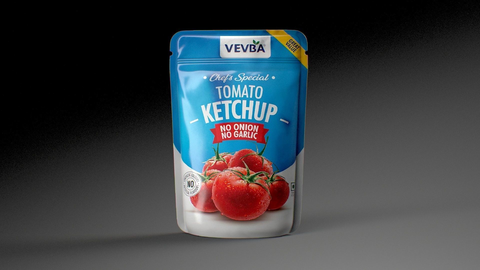Tomato Ketchup Packet Low-poly 3D model_5
