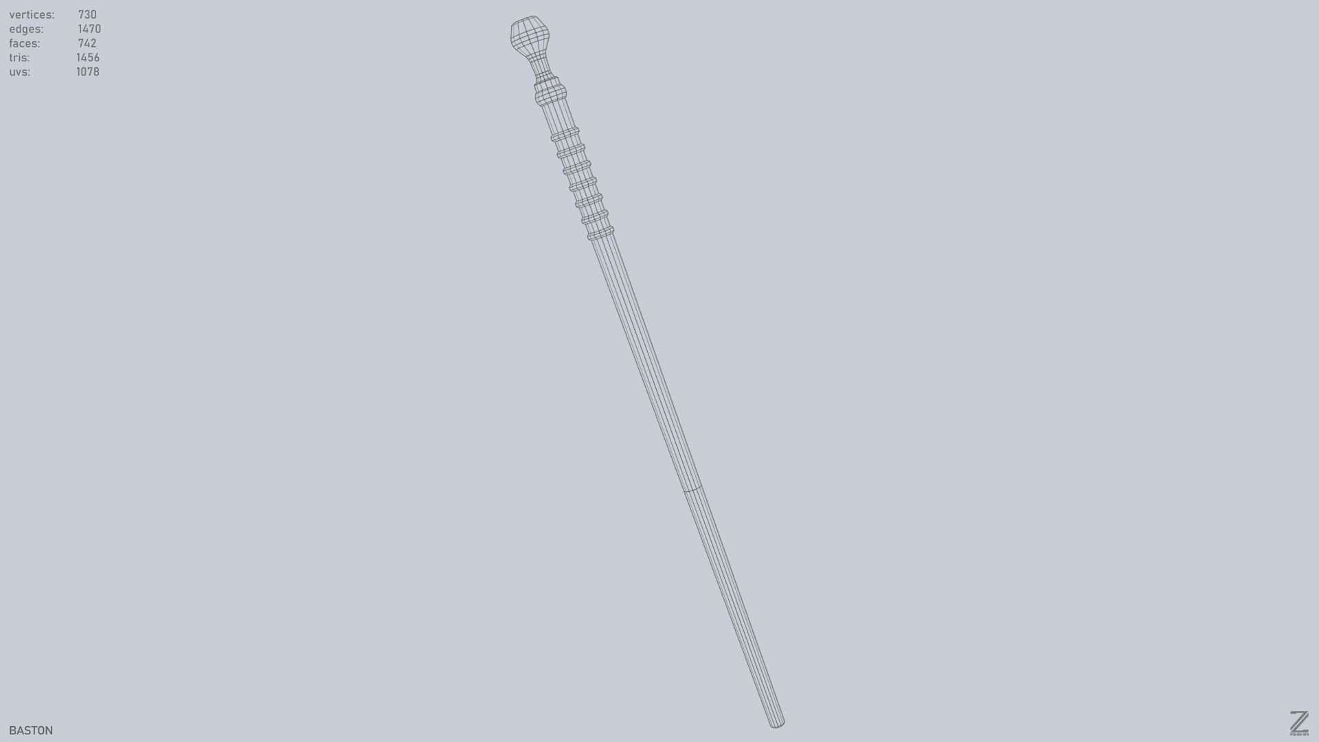 Baston Low-poly 3D model_15