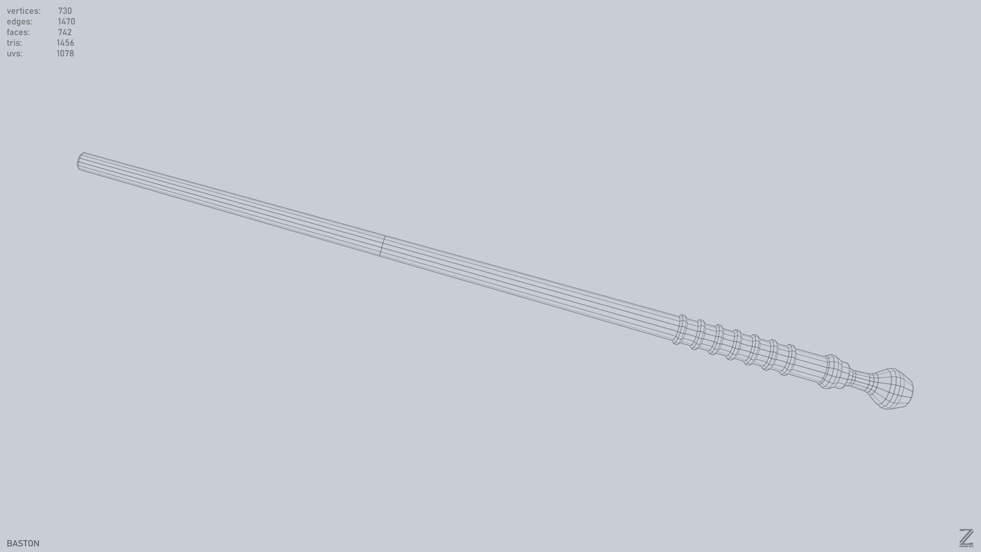 Baston Low-poly 3D model_13