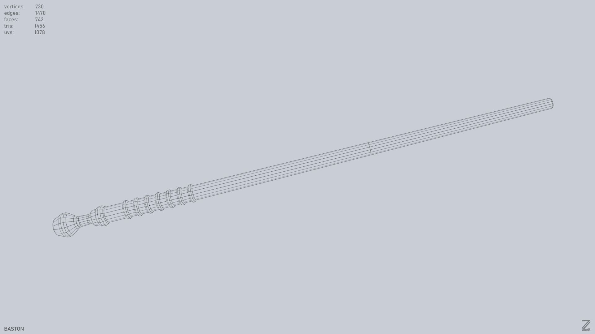 Baston Low-poly 3D model_11