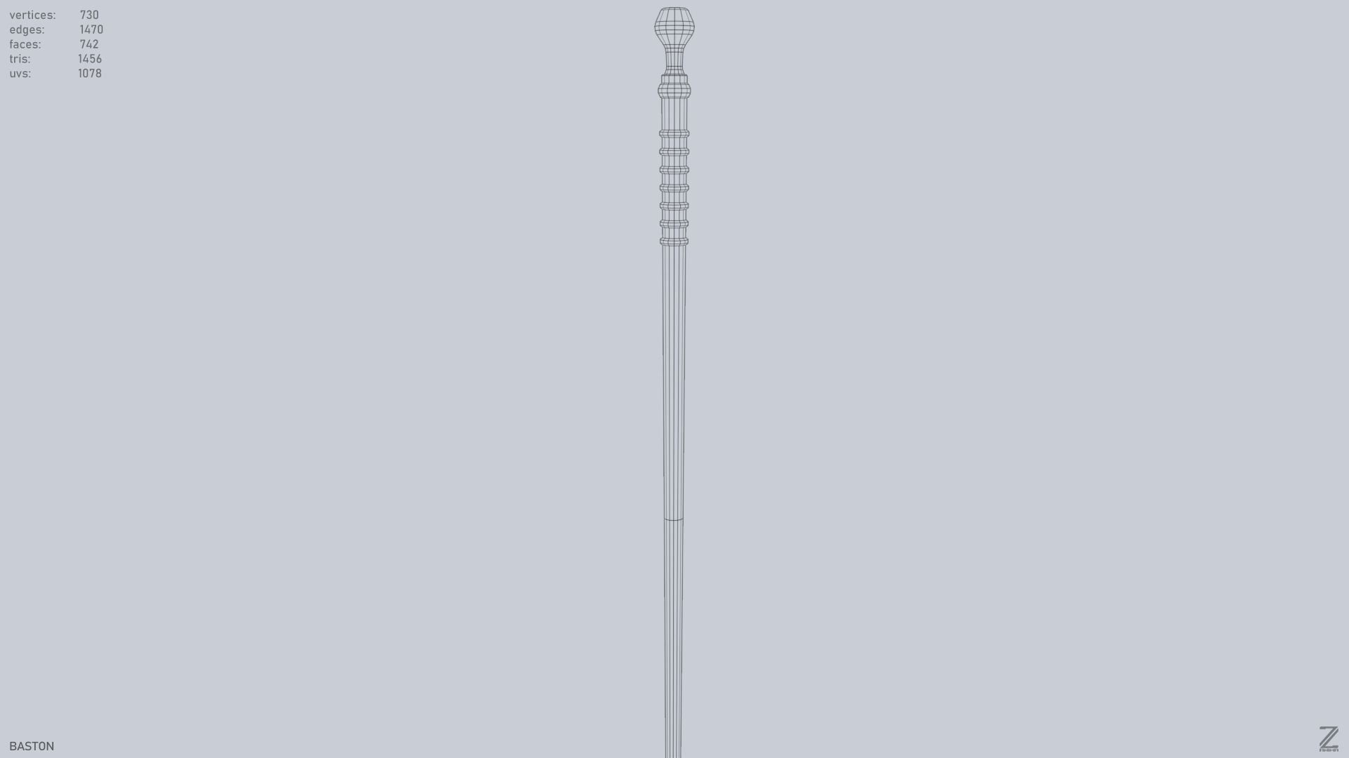 Baston Low-poly 3D model_9