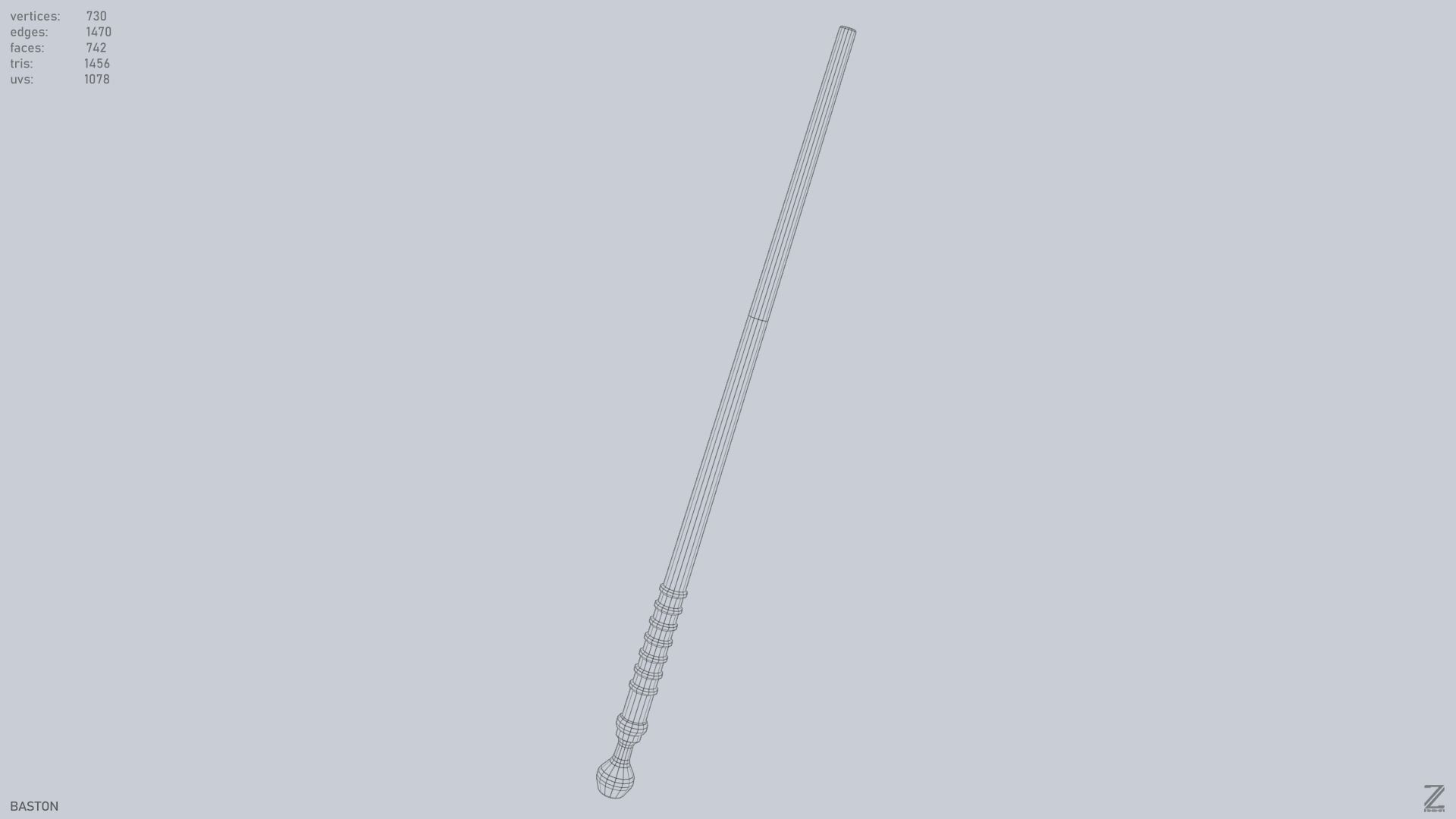 Baston Low-poly 3D model_14