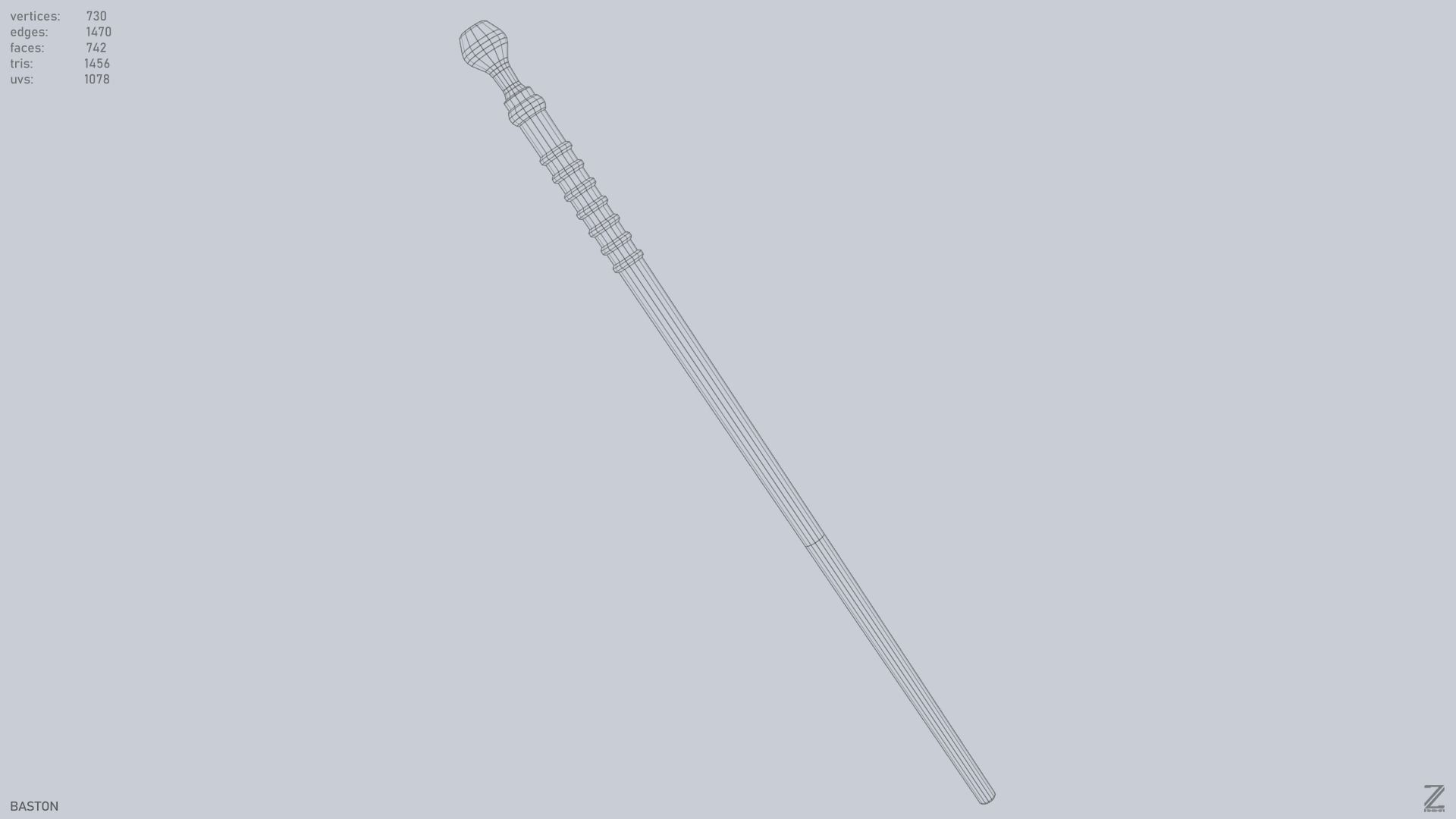 Baston Low-poly 3D model_10