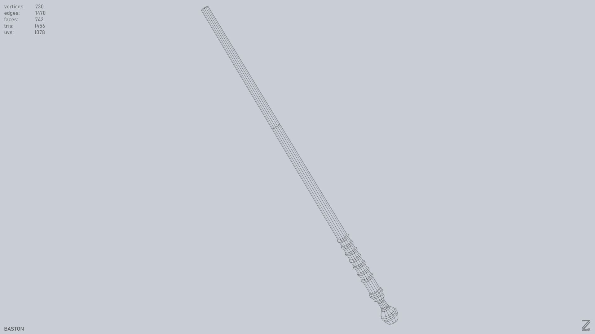 Baston Low-poly 3D model_12