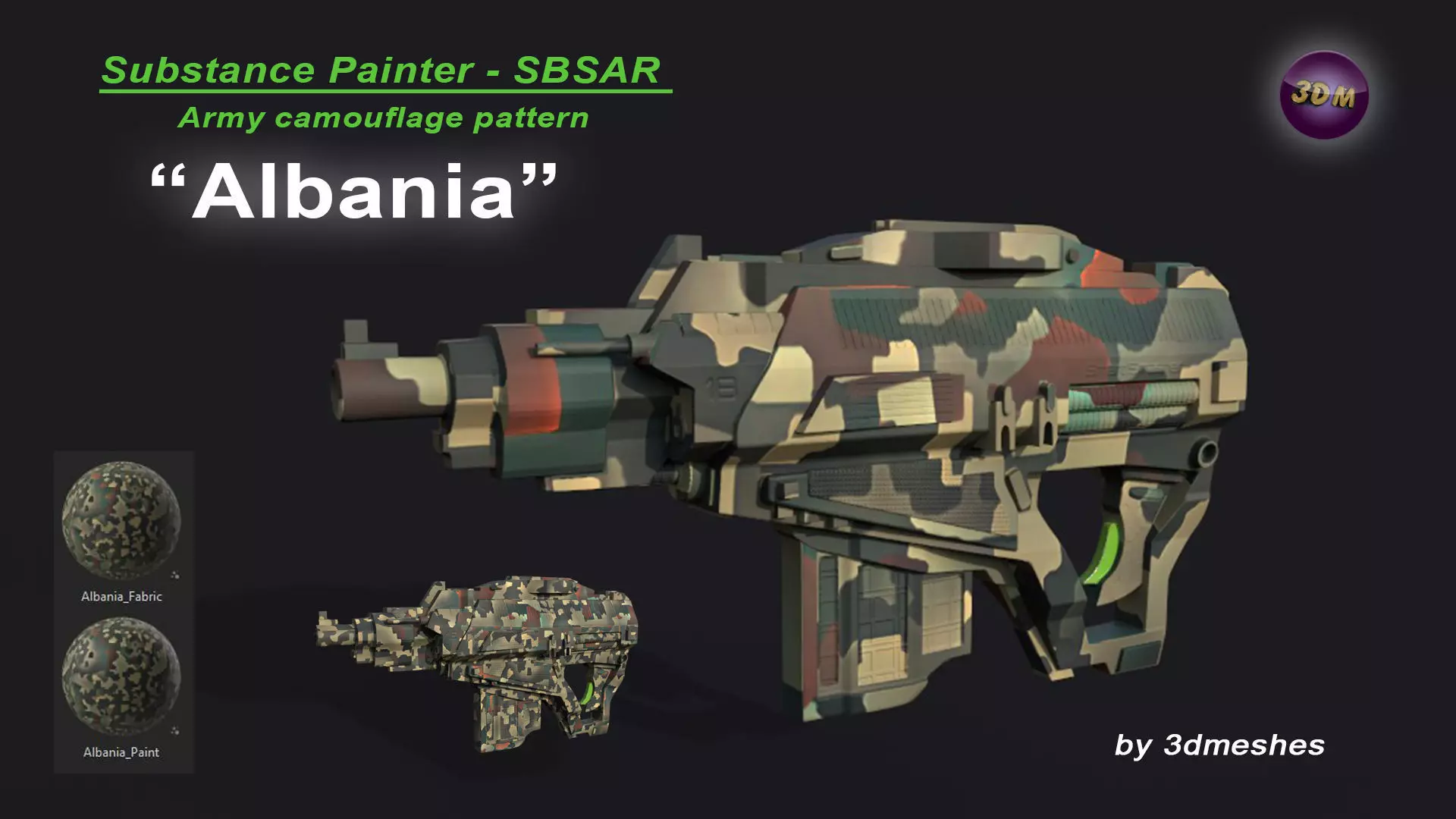 Albania - Army Camouflage Pattern - SBSAR Material 3D model