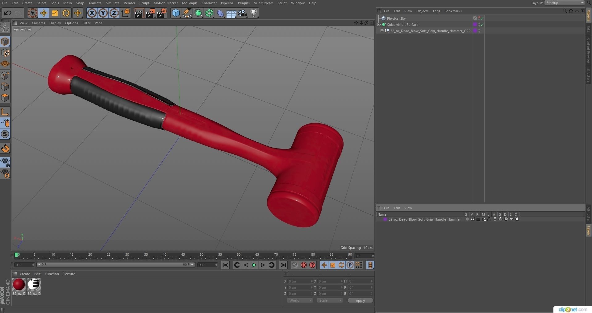 SO 32oz Dead Blow Soft Grip Handle Hammer Low-poly 3D model_31