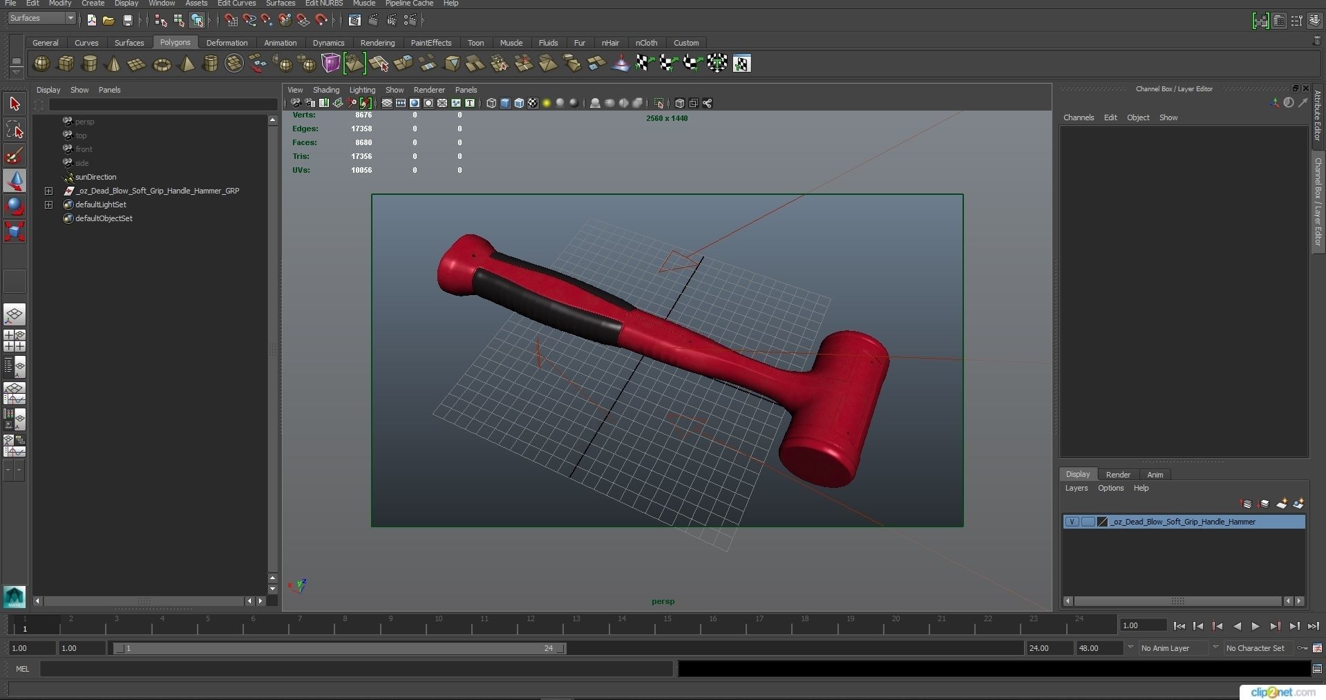 SO 32oz Dead Blow Soft Grip Handle Hammer Low-poly 3D model_28