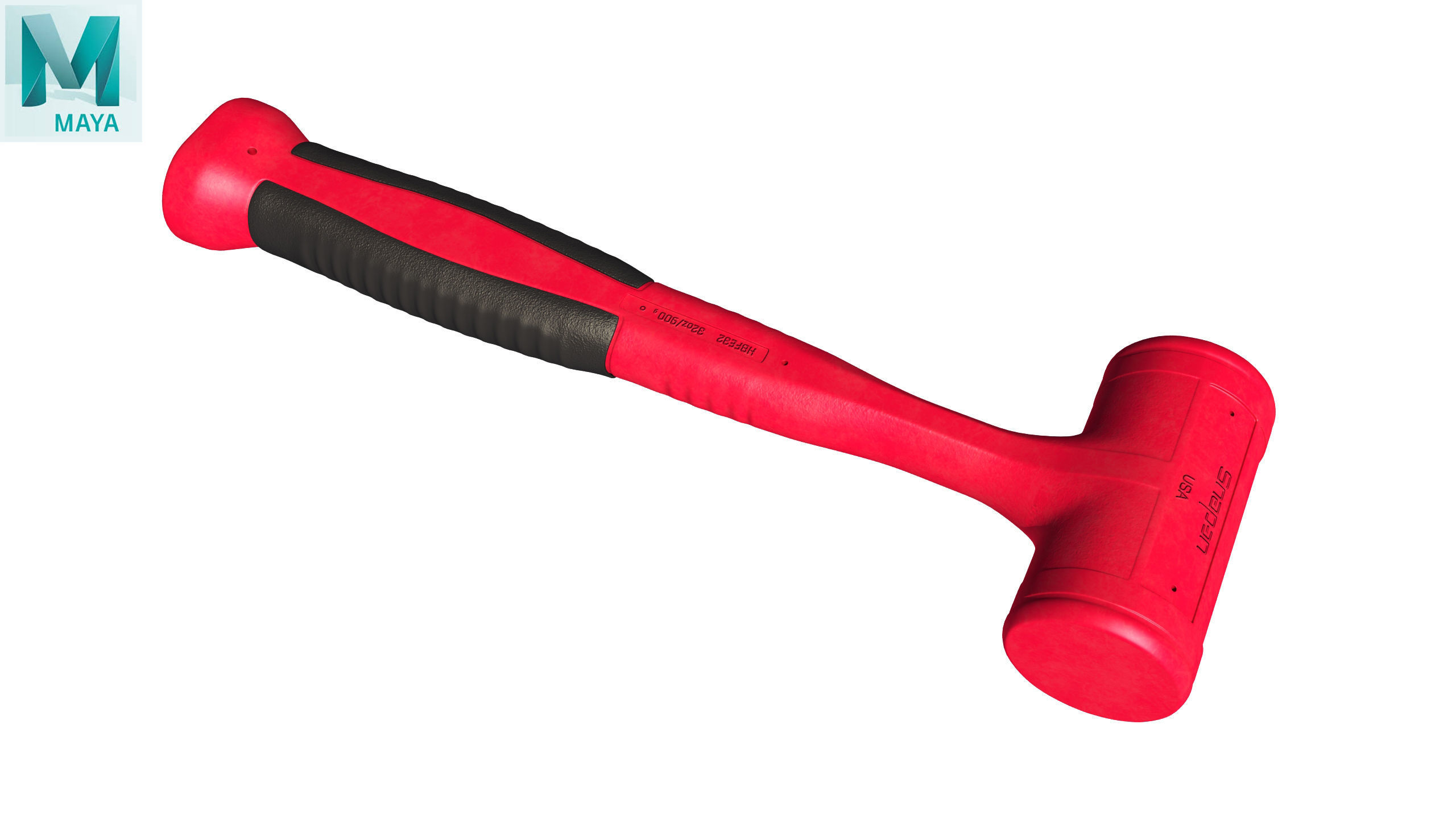 SO 32oz Dead Blow Soft Grip Handle Hammer Low-poly 3D model_27