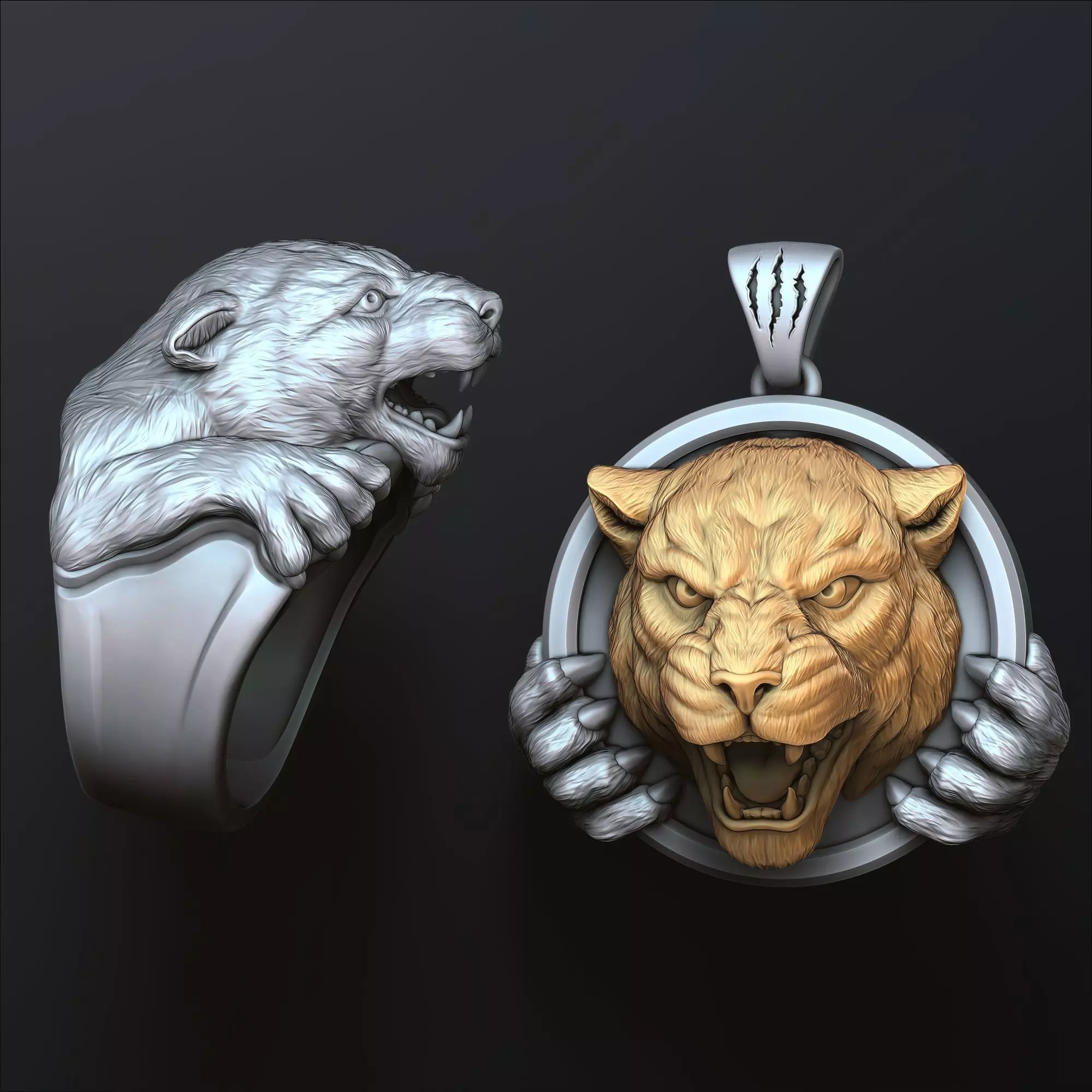 Panthere Ring Pendant Collection Pack 3D print model_0