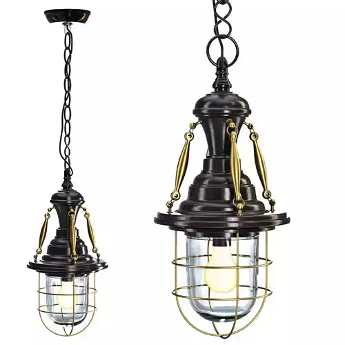 Pendant light Industrial Nautical Brass   Black