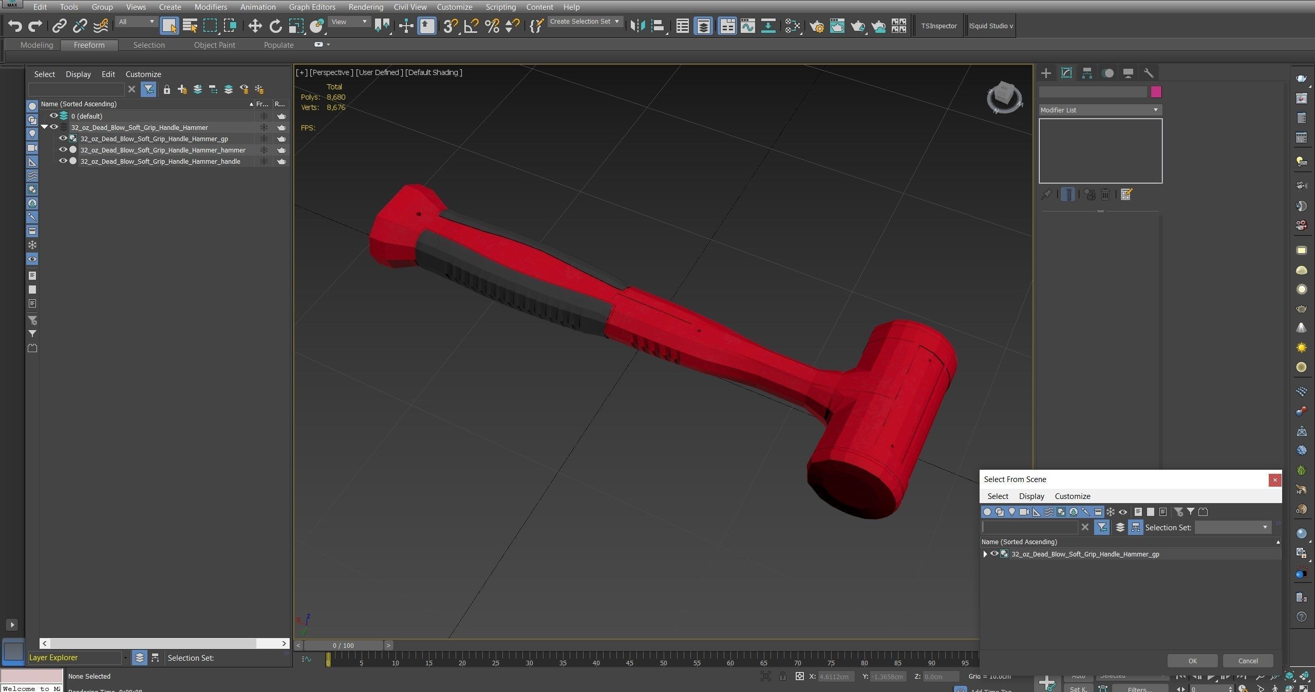 32oz Dead Blow Soft Grip Handle Hammer Low-poly 3D model_28