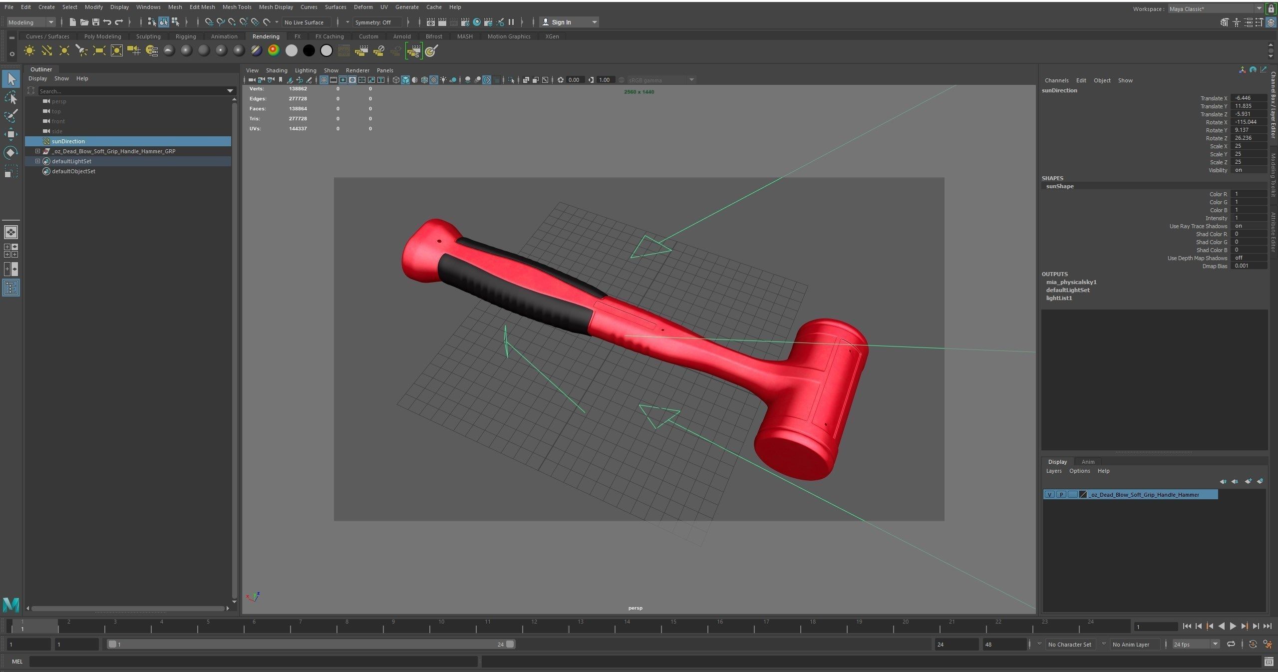 32oz Dead Blow Soft Grip Handle Hammer Low-poly 3D model_30