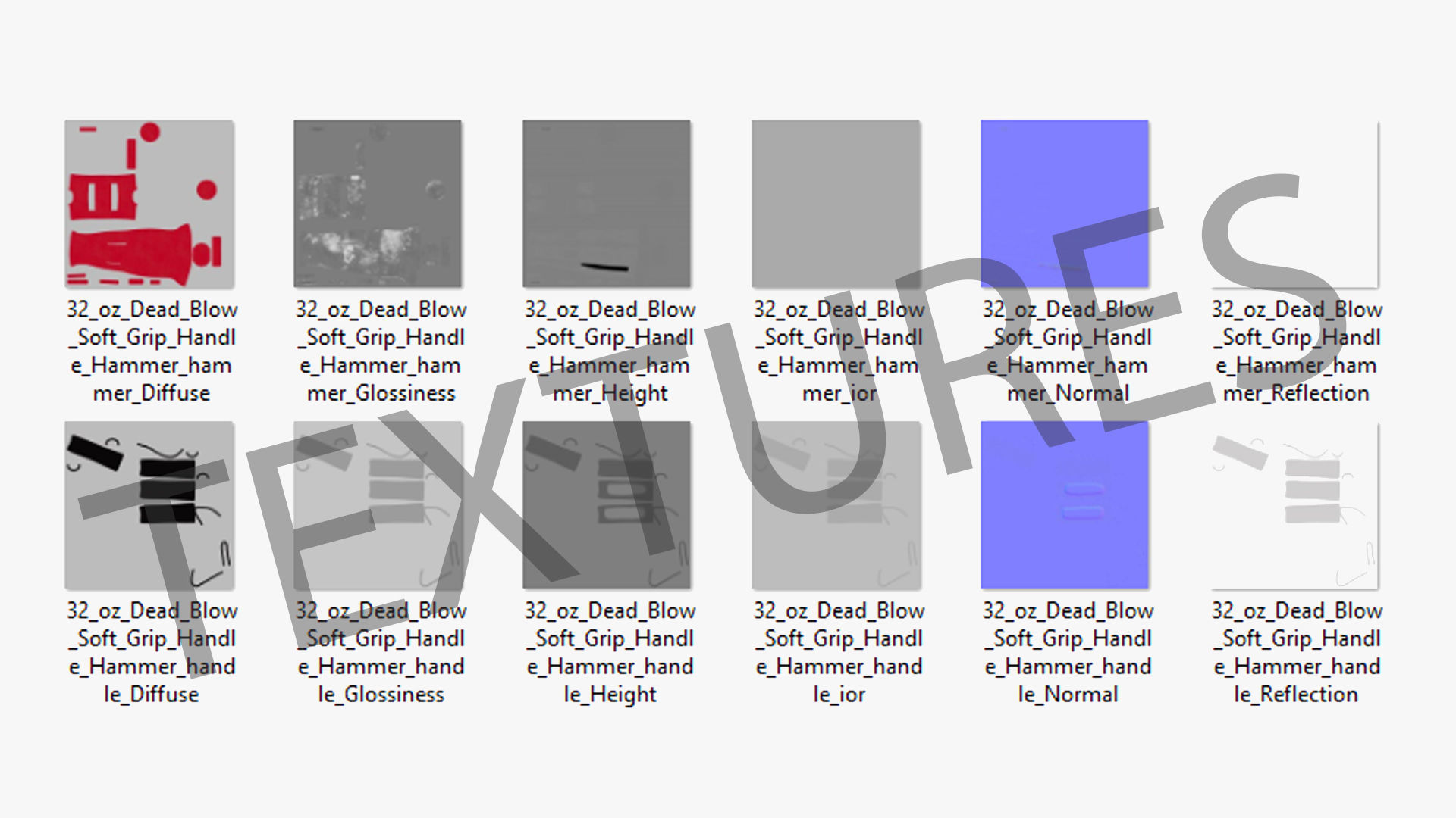 32oz Dead Blow Soft Grip Handle Hammer Low-poly 3D model_24