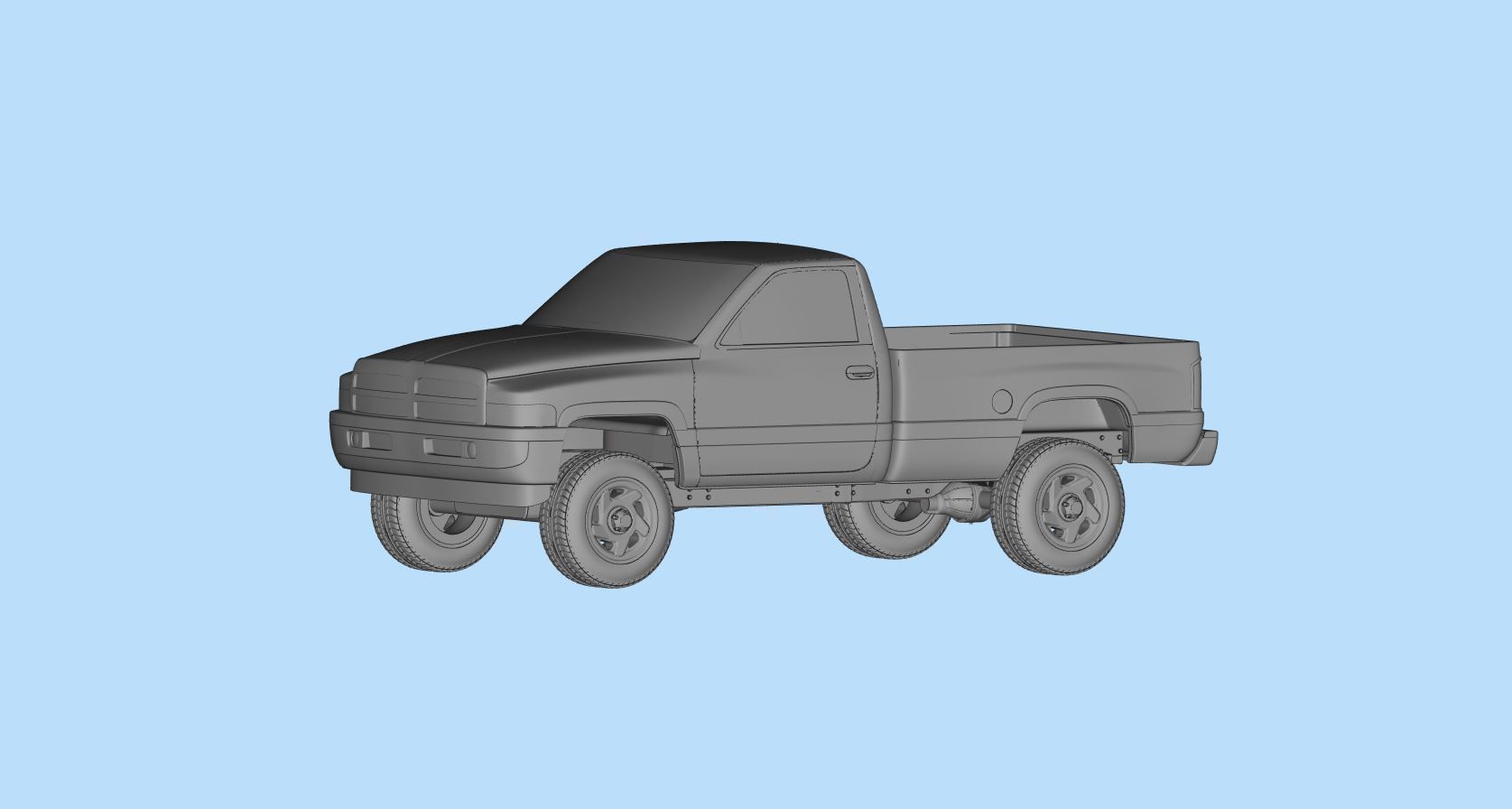 Dodge frame short Pickup 1500 Regular cab vehicle stl 3D print model_11
