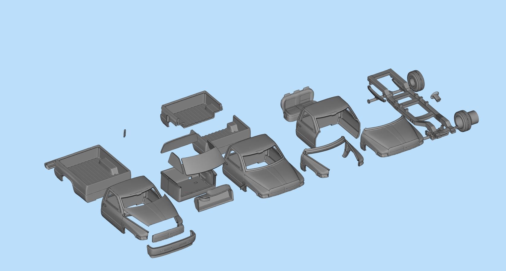 Dodge frame short Pickup 1500 Regular cab vehicle stl 3D print model_12