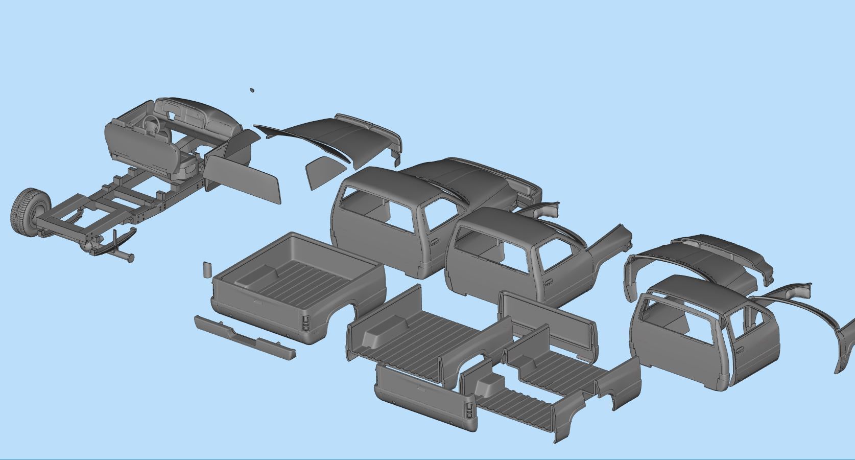 Dodge frame short Pickup 1500 Regular cab vehicle stl 3D print model_10