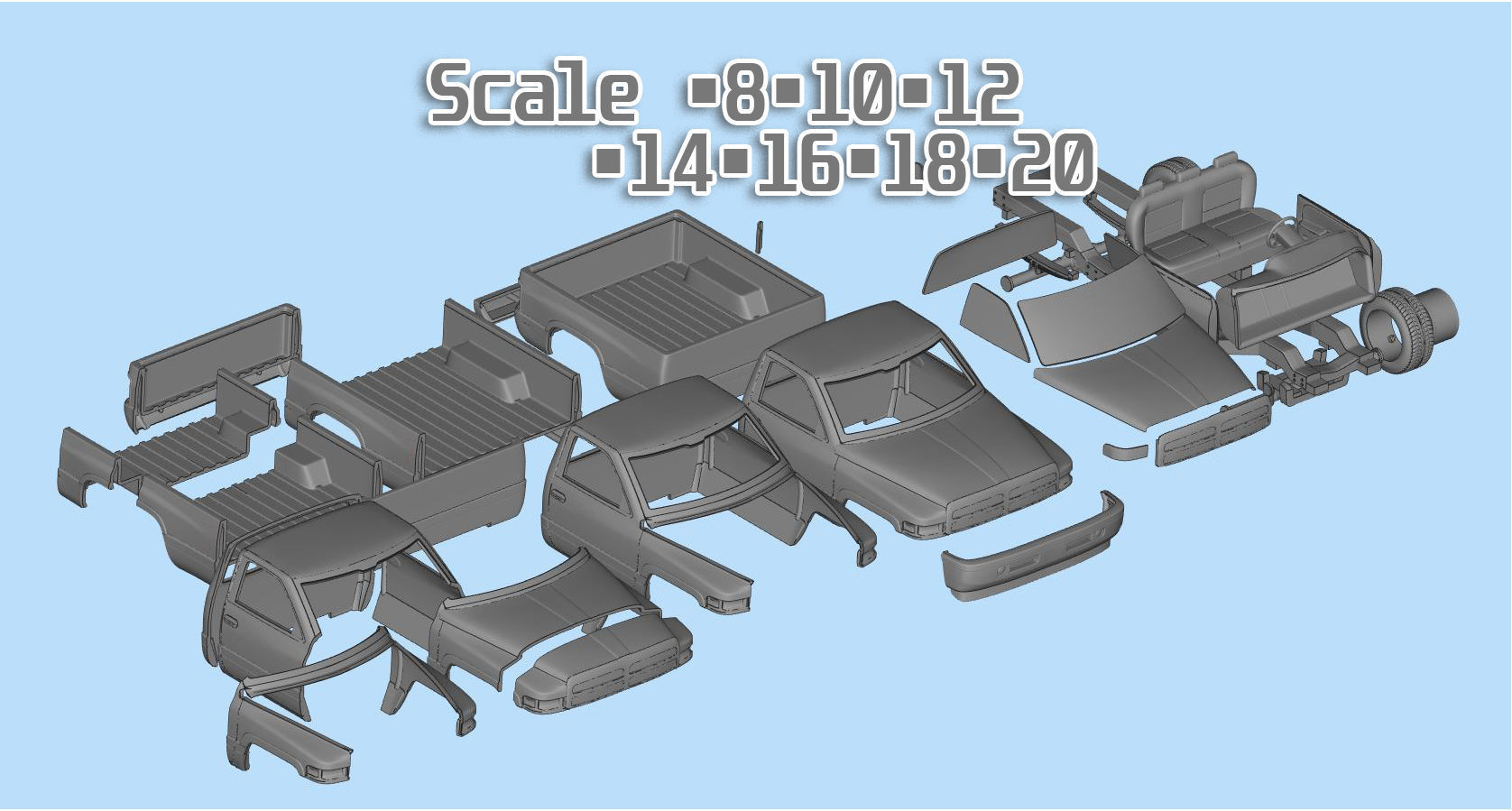 Dodge frame short Pickup 1500 Regular cab vehicle stl 3D print model_4