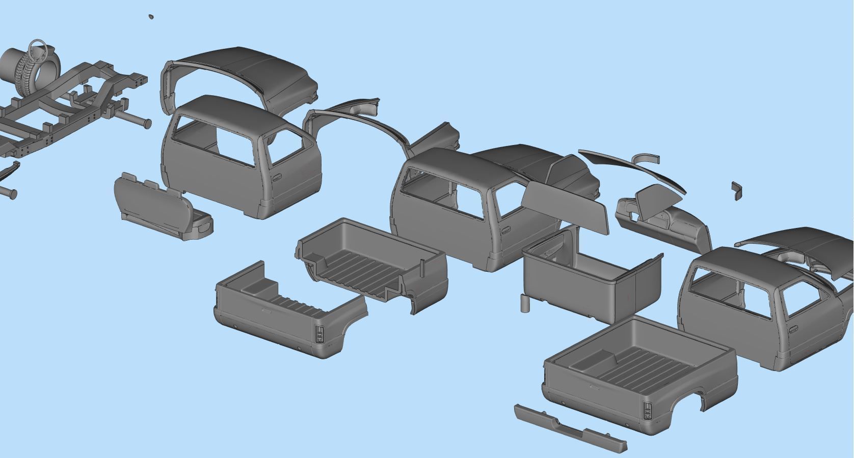 Dodge frame short Pickup 1500 Regular cab vehicle stl 3D print model_14