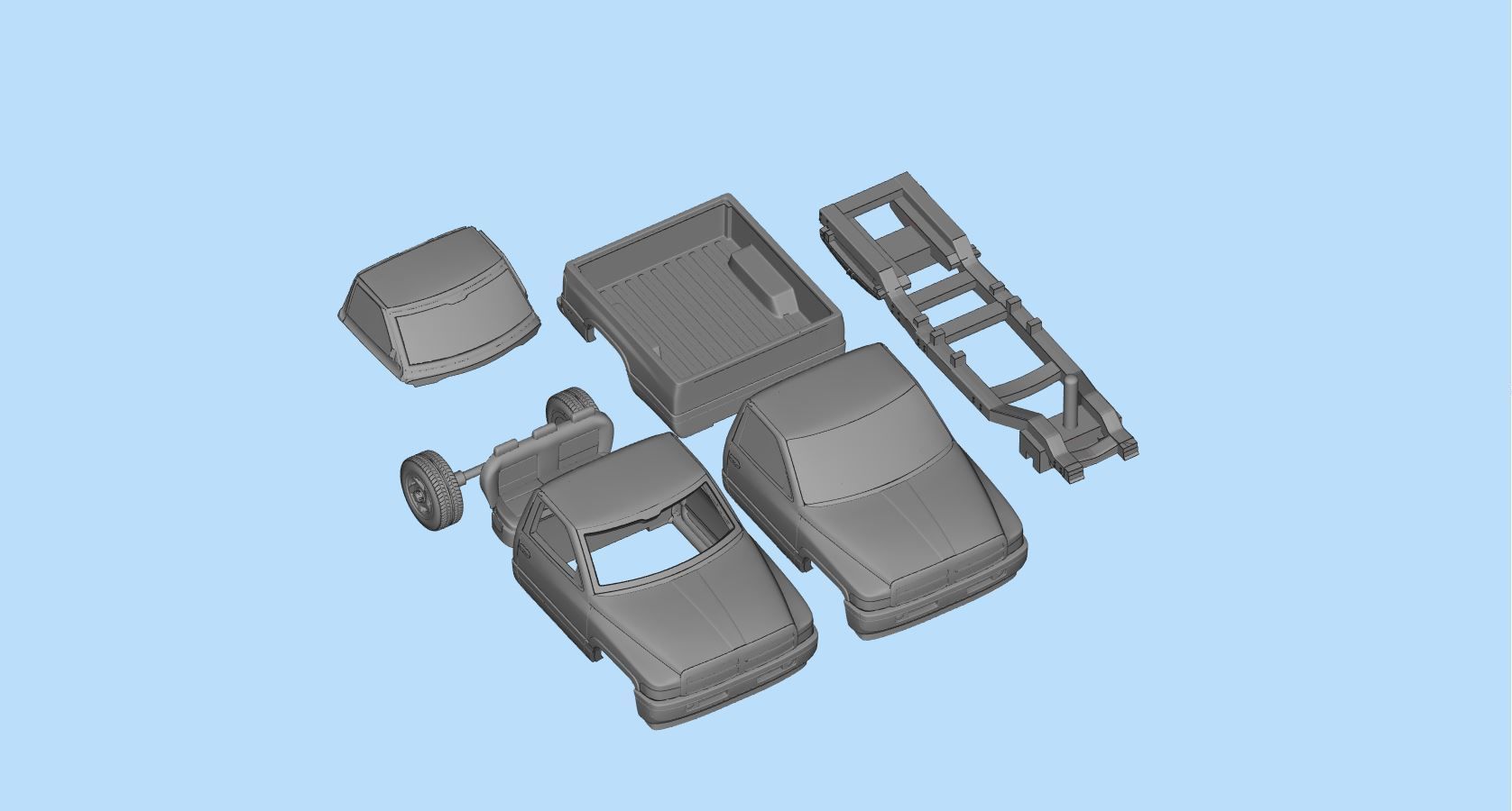 Dodge frame short Pickup 1500 Regular cab vehicle stl 3D print model_17