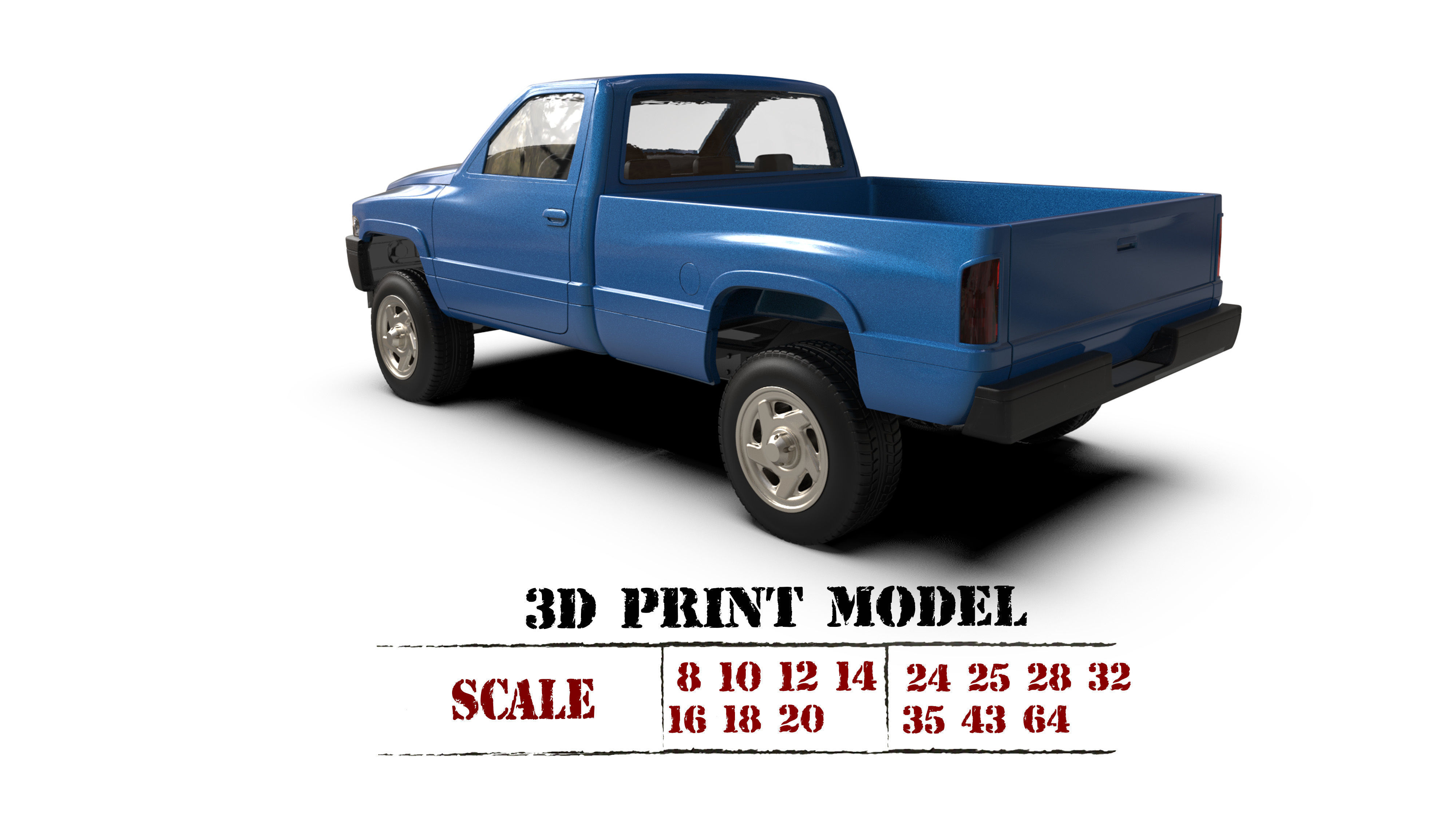 Dodge frame short Pickup 1500 Regular cab vehicle stl 3D print model_2