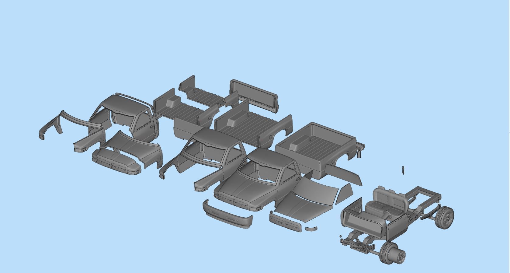 Dodge frame short Pickup 1500 Regular cab vehicle stl 3D print model_8