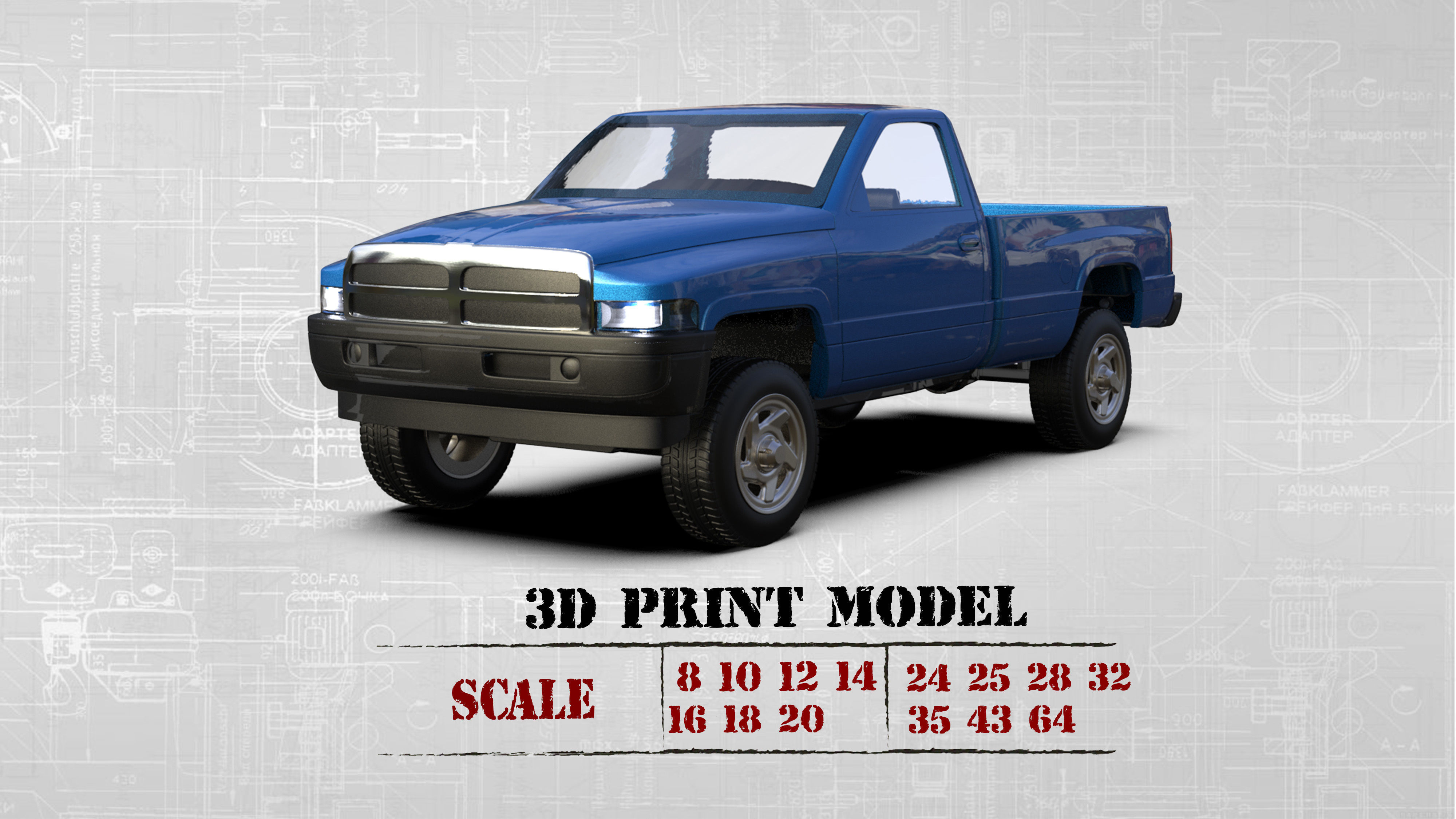 Dodge frame short Pickup 1500 Regular cab vehicle stl 3D print model_21