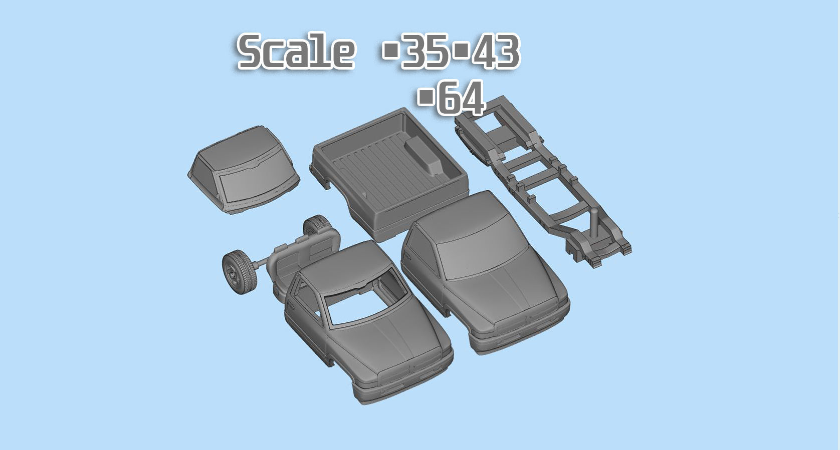Dodge frame short Pickup 1500 Regular cab vehicle stl 3D print model_6