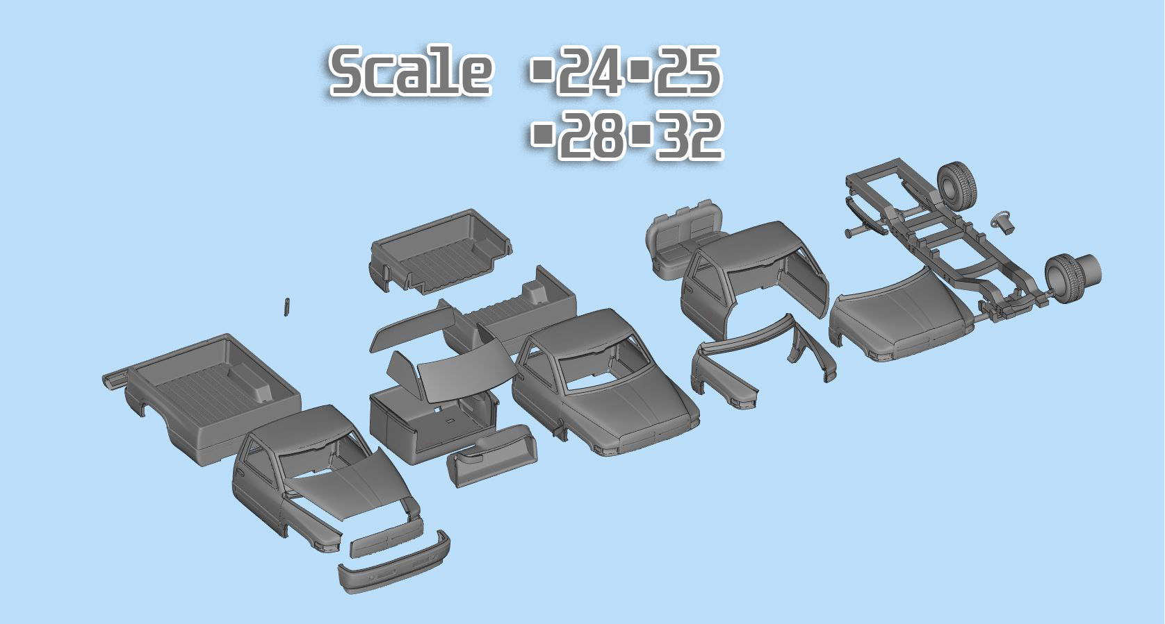 Dodge frame short Pickup 1500 Regular cab vehicle stl 3D print model_5