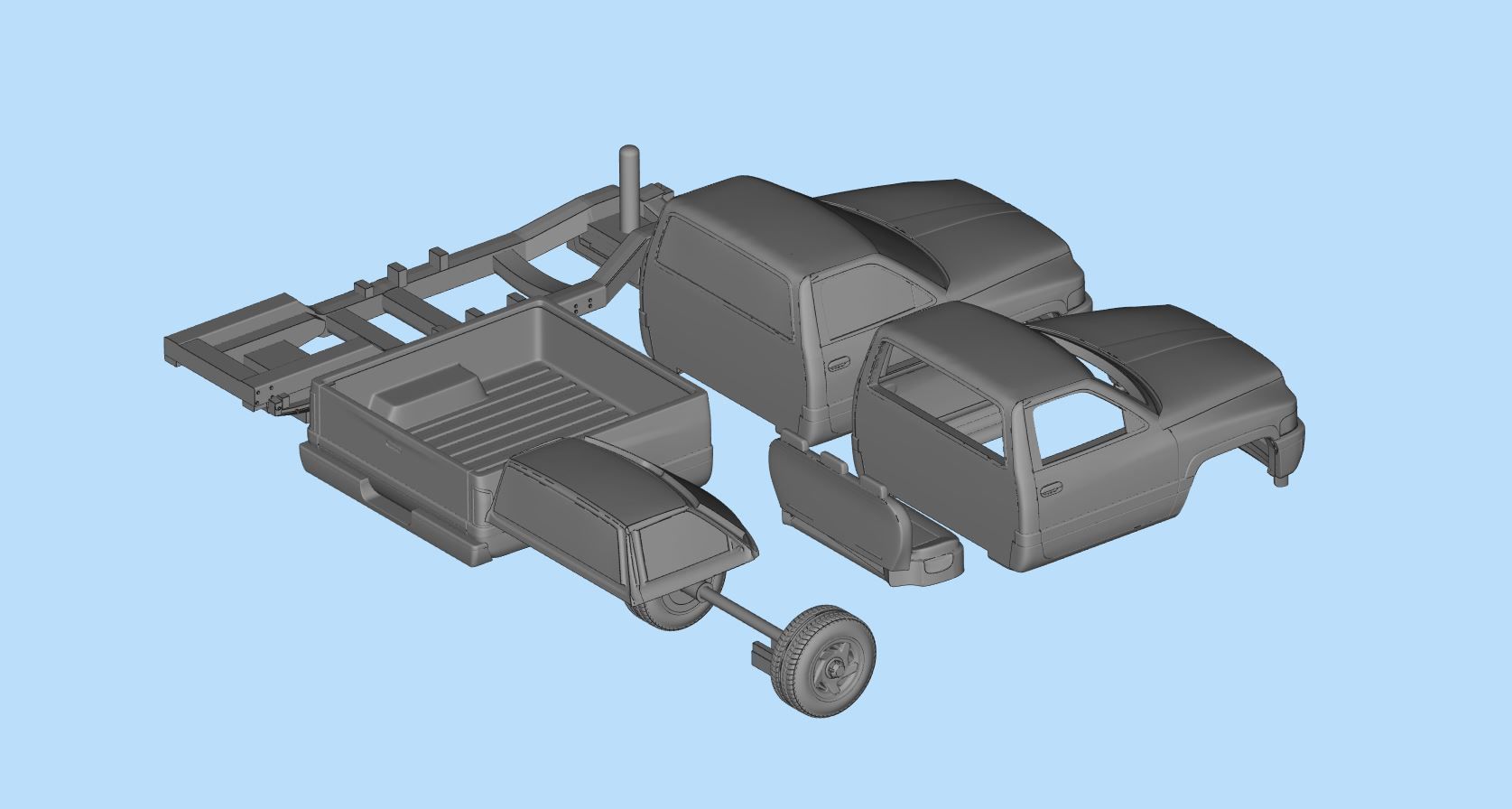 Dodge frame short Pickup 1500 Regular cab vehicle stl 3D print model_19