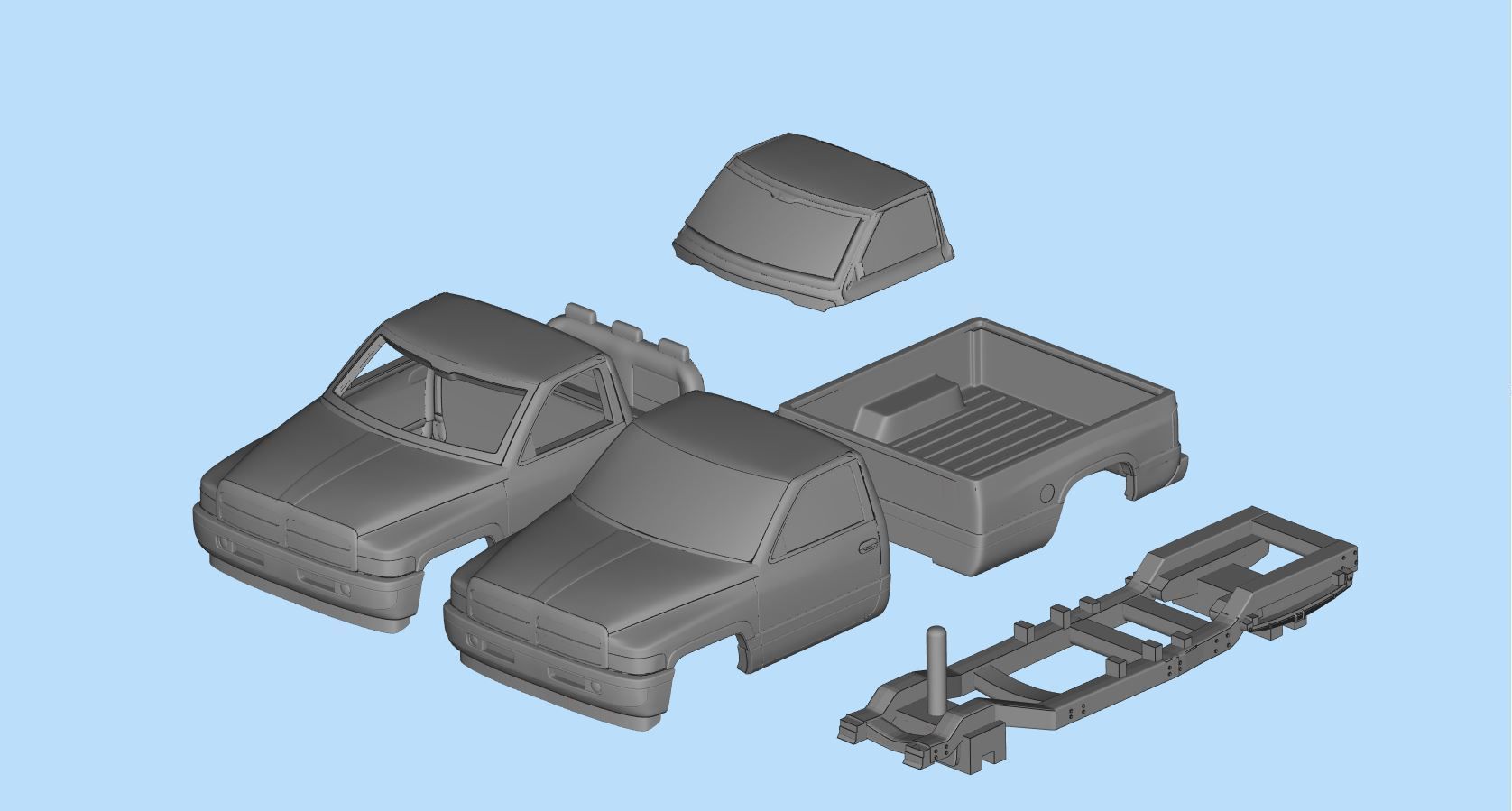 Dodge frame short Pickup 1500 Regular cab vehicle stl 3D print model_18