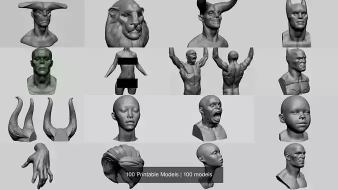 100 Printable Models 3D Model Collection