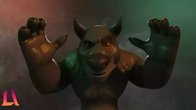 Stylized Cartoon Rigged Black Wolf Low-poly 3D model