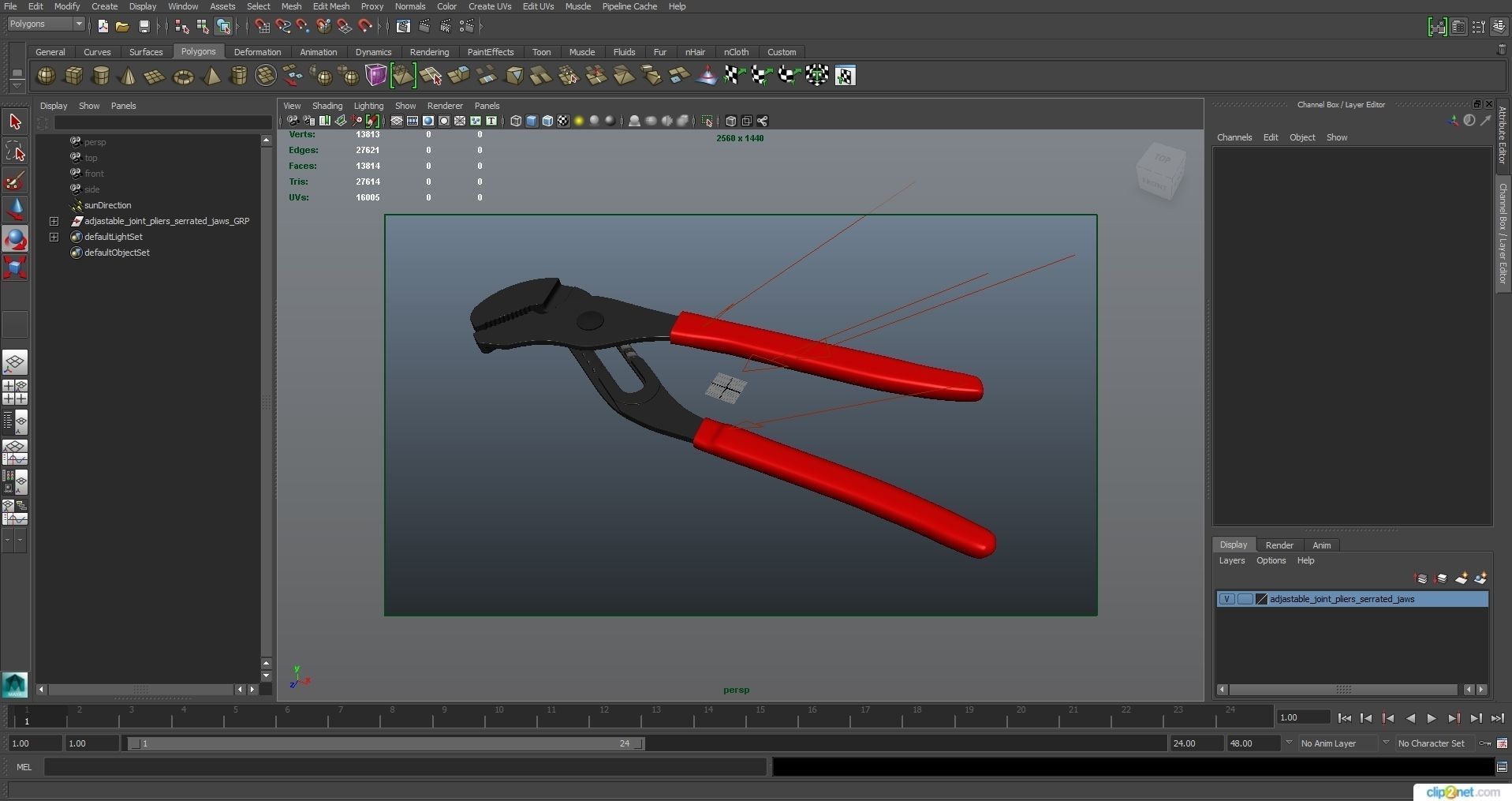 SO Adjastable joint pliers serrated jaws Low-poly 3D model_30