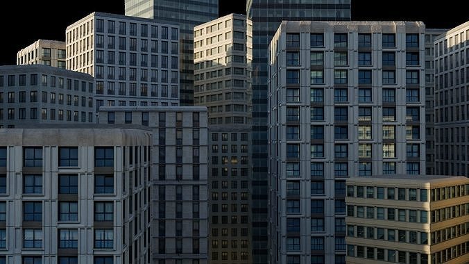Ultra realistic buildings Low-poly 3D model 3
