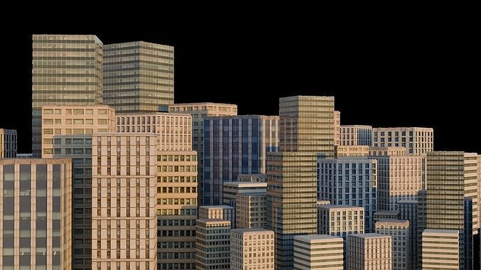 Ultra realistic buildings Low-poly 3D model 7