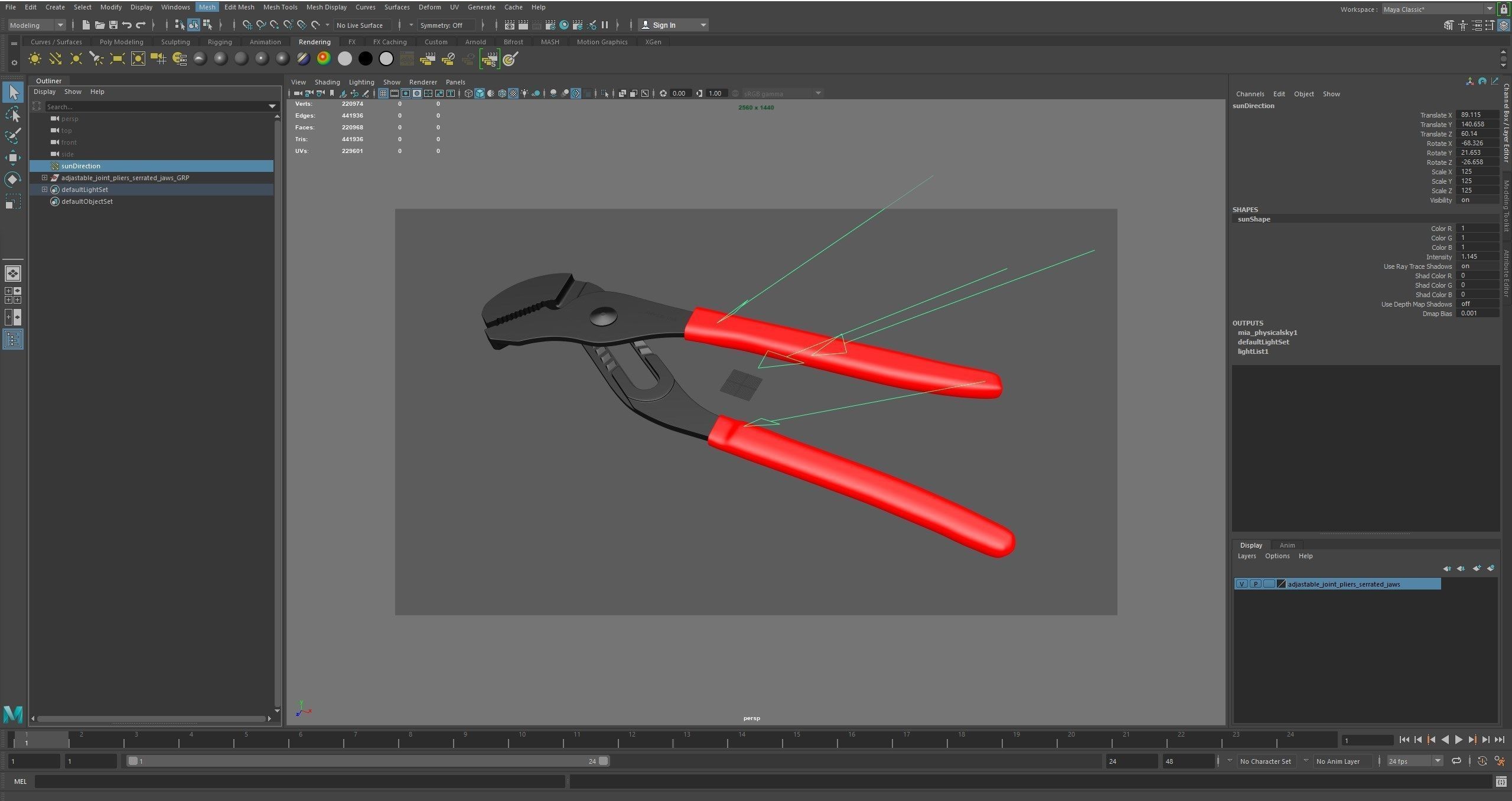 Adjastable joint pliers serrated jaws Low-poly 3D model_30